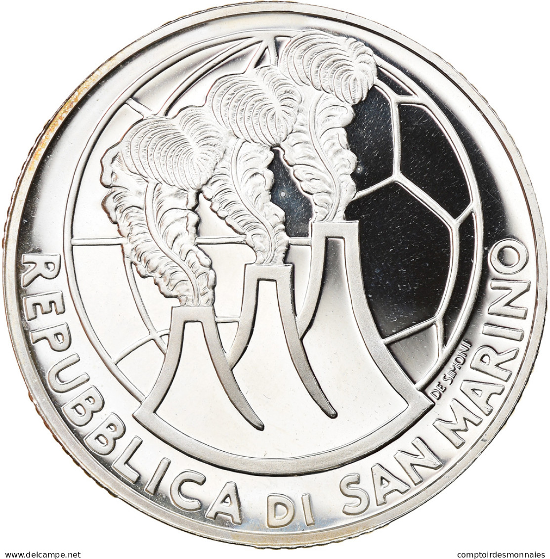 San Marino, 10 Euro, Two Soccer Players, 2004, Rome, BE, FDC, Argent, KM:463 - San Marino
