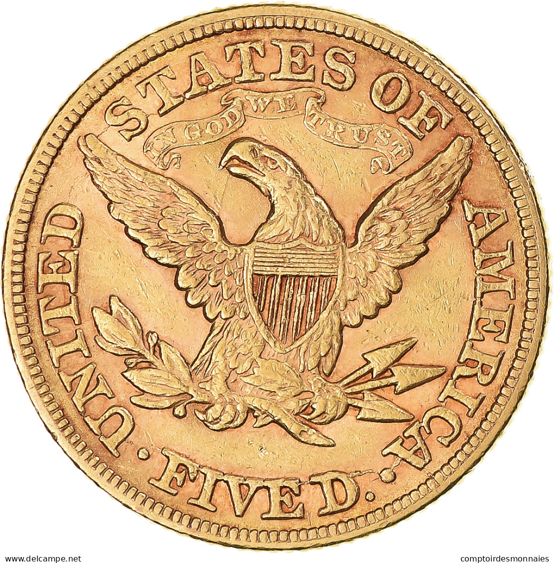 États-Unis, $5, Half Eagle, Coronet Head, 1880, Philadelphie, Or, TTB+, KM:101 - 5$ - Half Eagles - 1866-1908: Coronet Head (Testa Coronata)