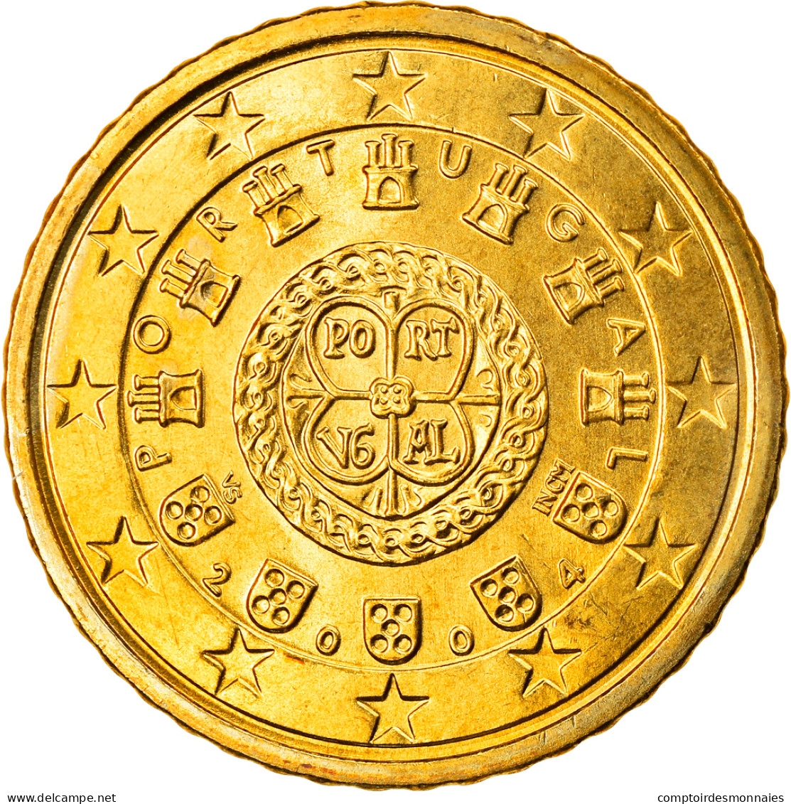 Portugal, 50 Euro Cent, 2004, Lisbonne, SUP, Laiton, KM:745 - Portogallo