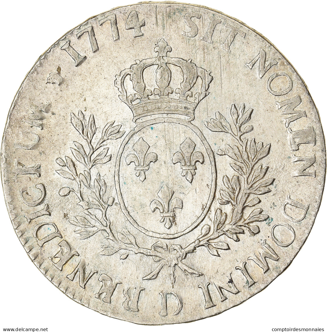 France, Louis XV, Ecu, Écu à La Vieille Tête, 1774, Lyon, "Collection Docteur - 1715-1774 Luis XV El Bien Amado