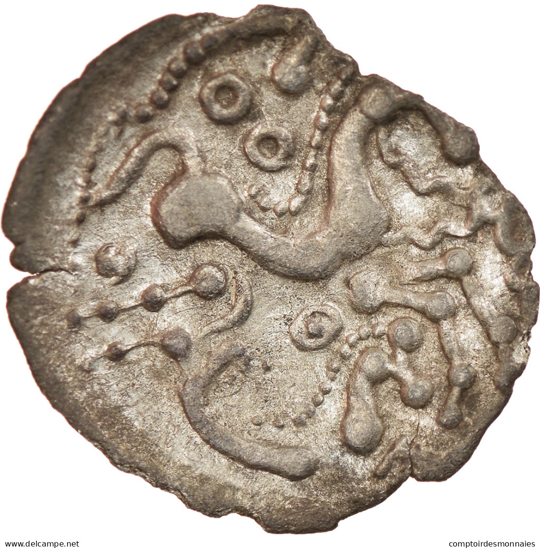 Ambiens, Denier à L'hippocampe, 60-40 BC, Rare, Argent, TTB, Delestrée:343 - Celtic