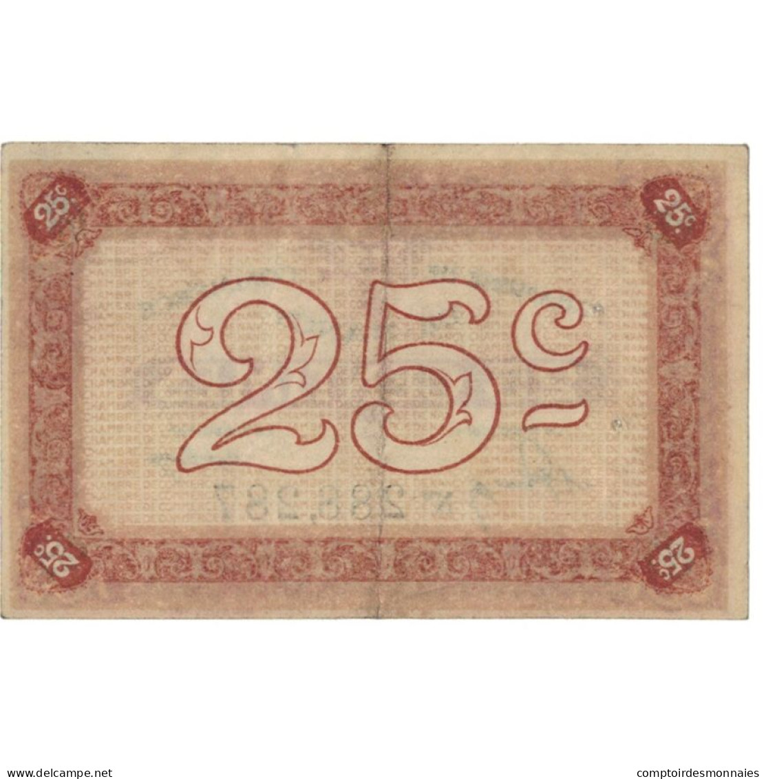 France, Nancy, 25 Centimes, TTB, Pirot:87-61 - Chambre De Commerce