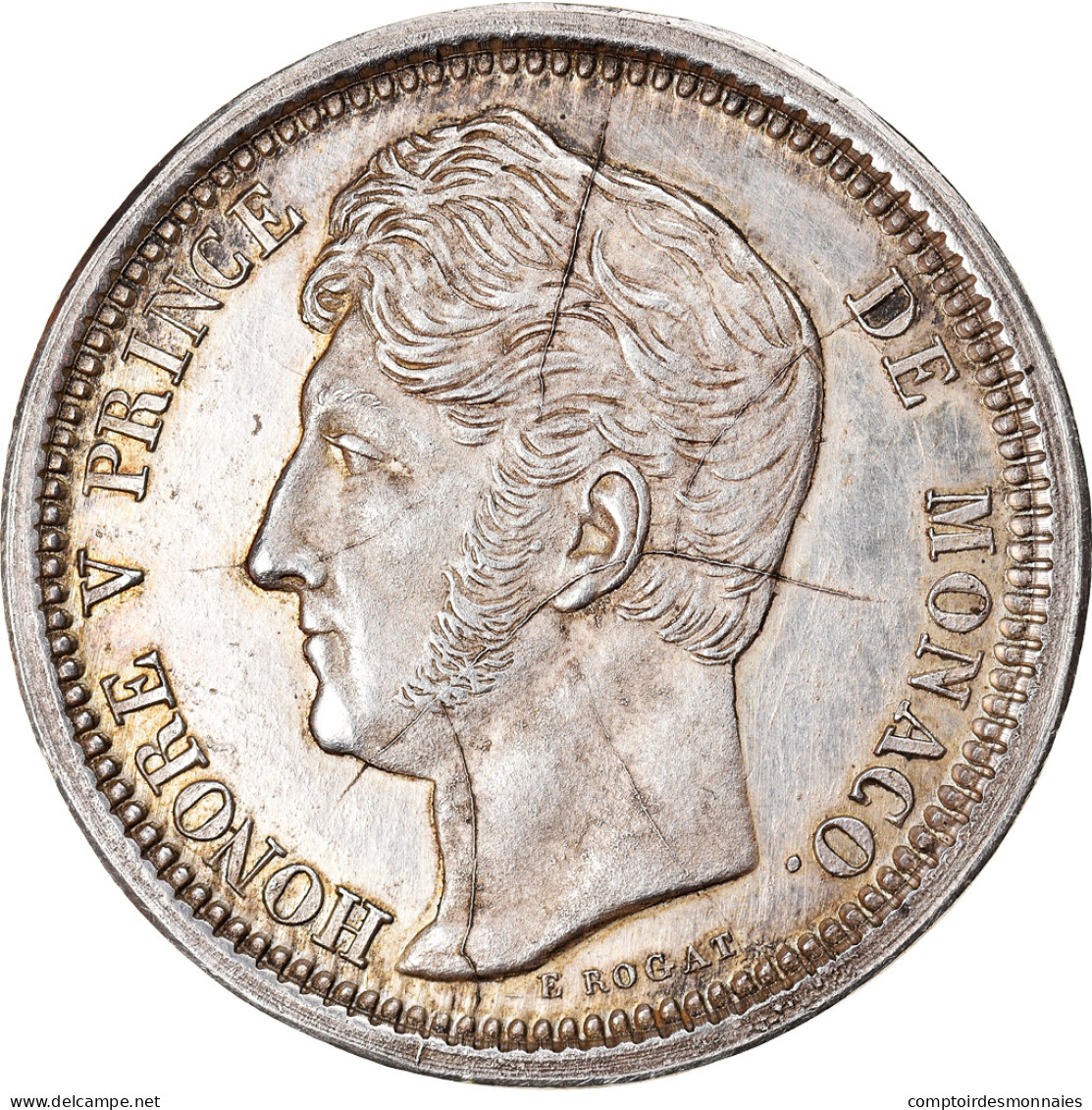 Monnaie, Monaco, Honore V, 2 Francs, 183-, Monaco, ESSAI, SUP, Argent - 1819-1922 Onorato V, Carlo III, Alberto I
