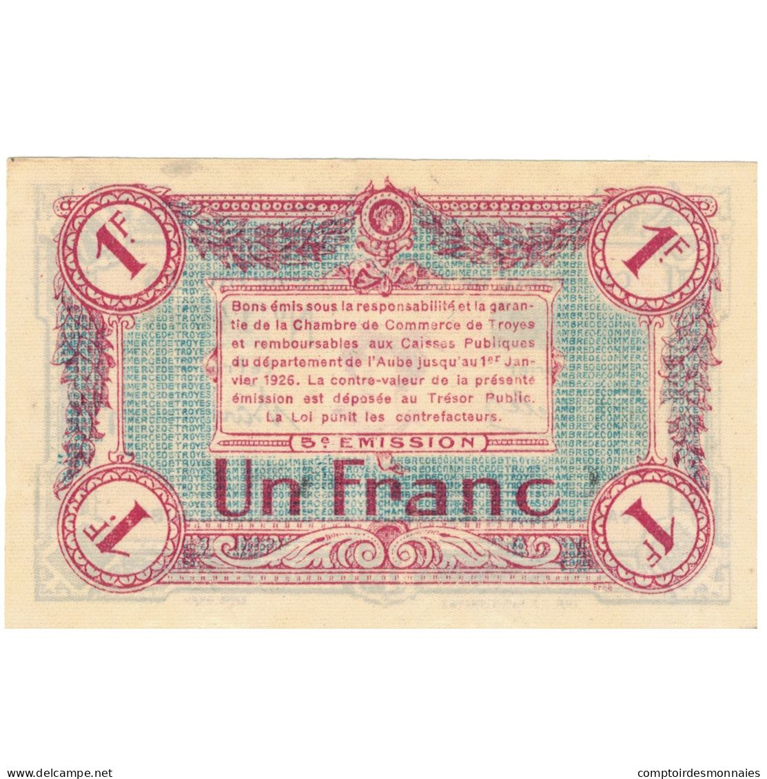 France, Troyes, 1 Franc, 1918, Chambre De Commerce, SUP+, Pirot:124-10 - Chambre De Commerce