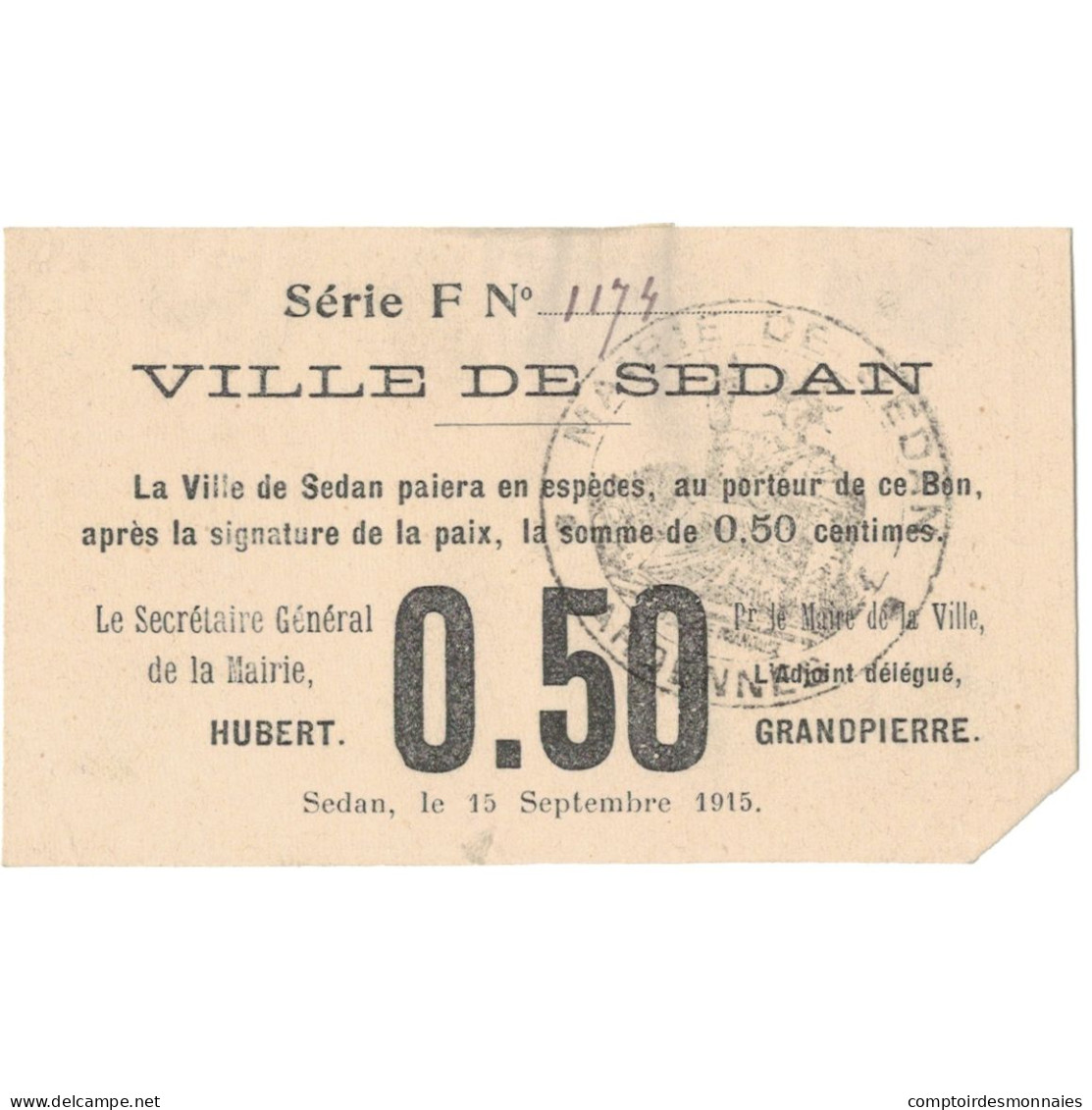 France, Sedan, 25 Centimes, 1915, SUP - Bonds & Basic Needs