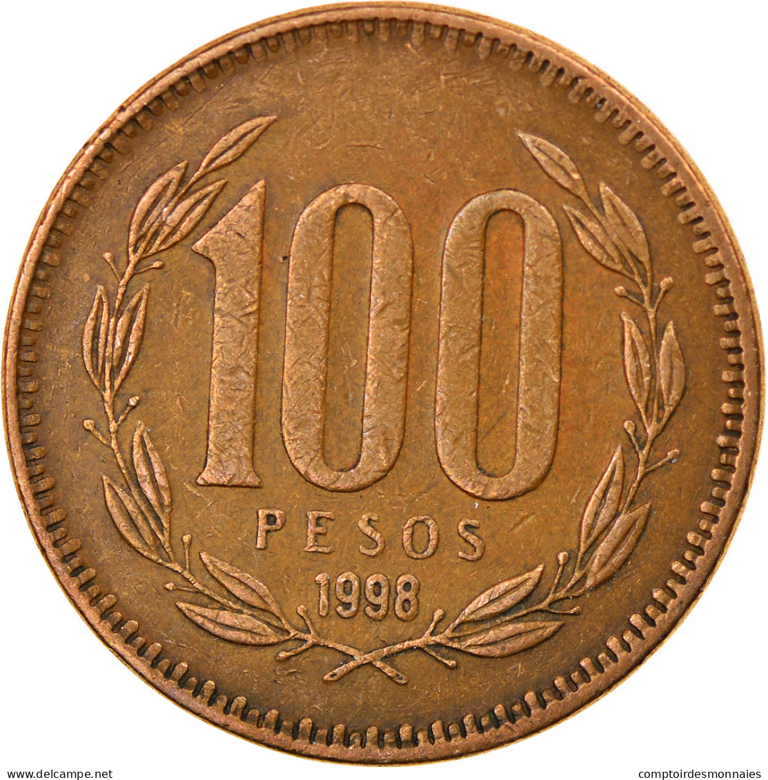 Monnaie, Chile, 100 Pesos, 1998, Santiago, TB+, Aluminum-Bronze, KM:226.2 - Chile