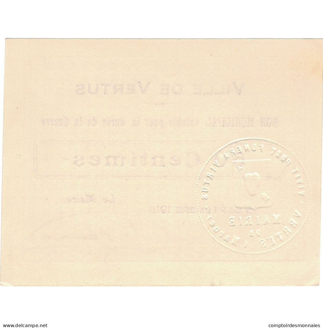 Billet, France, Vertus, 50 Centimes, 1915, SPL, Pirot:51-51 - Bons & Nécessité