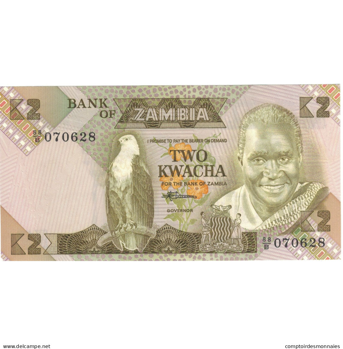 Billet, Zambie, 2 Kwacha, KM:24c, SPL+ - Zambia