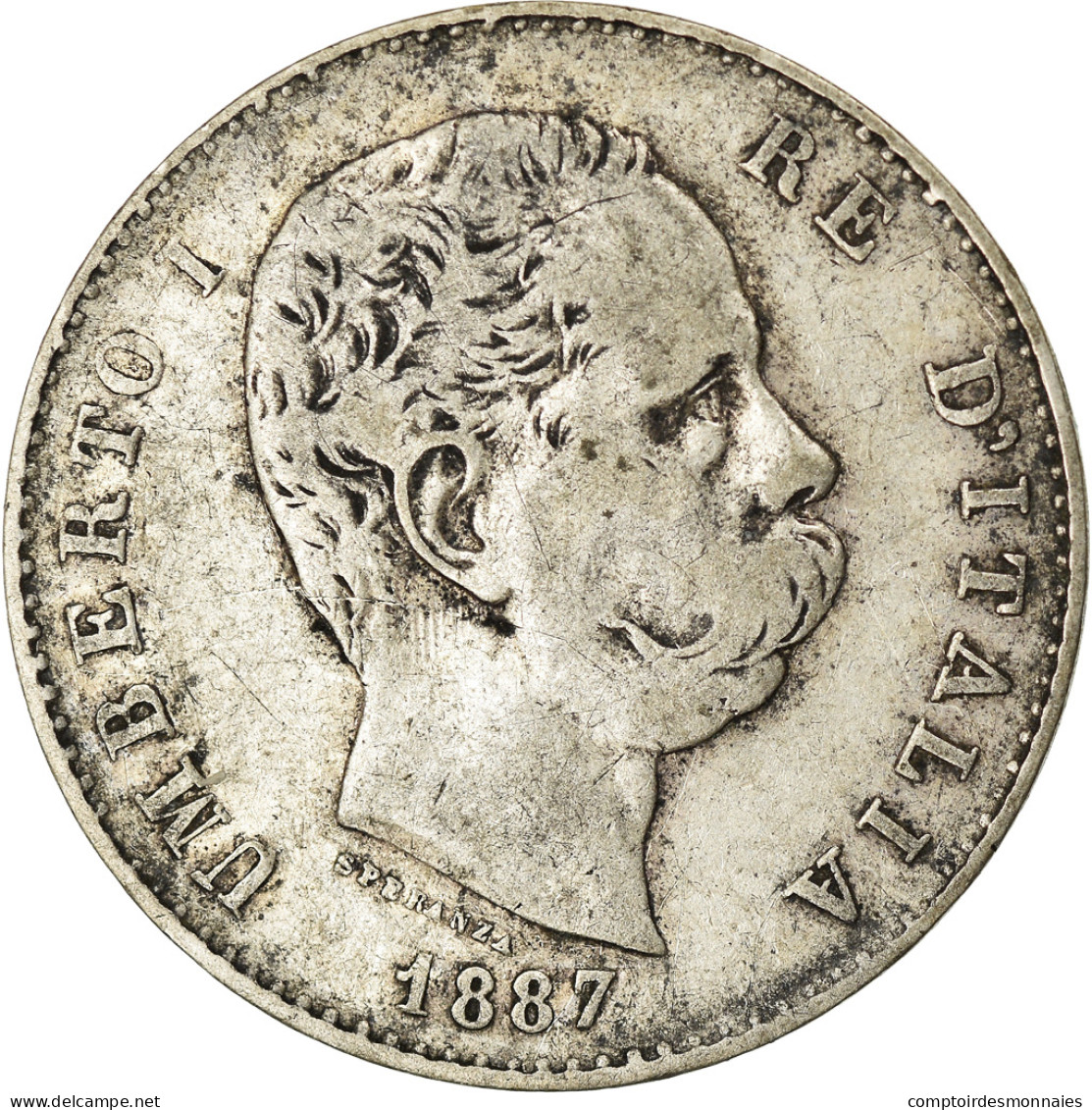 Monnaie, Italie, Umberto I, Lira, 1887, Milan, TB, Argent, KM:24.2 - 1878-1900 : Umberto I