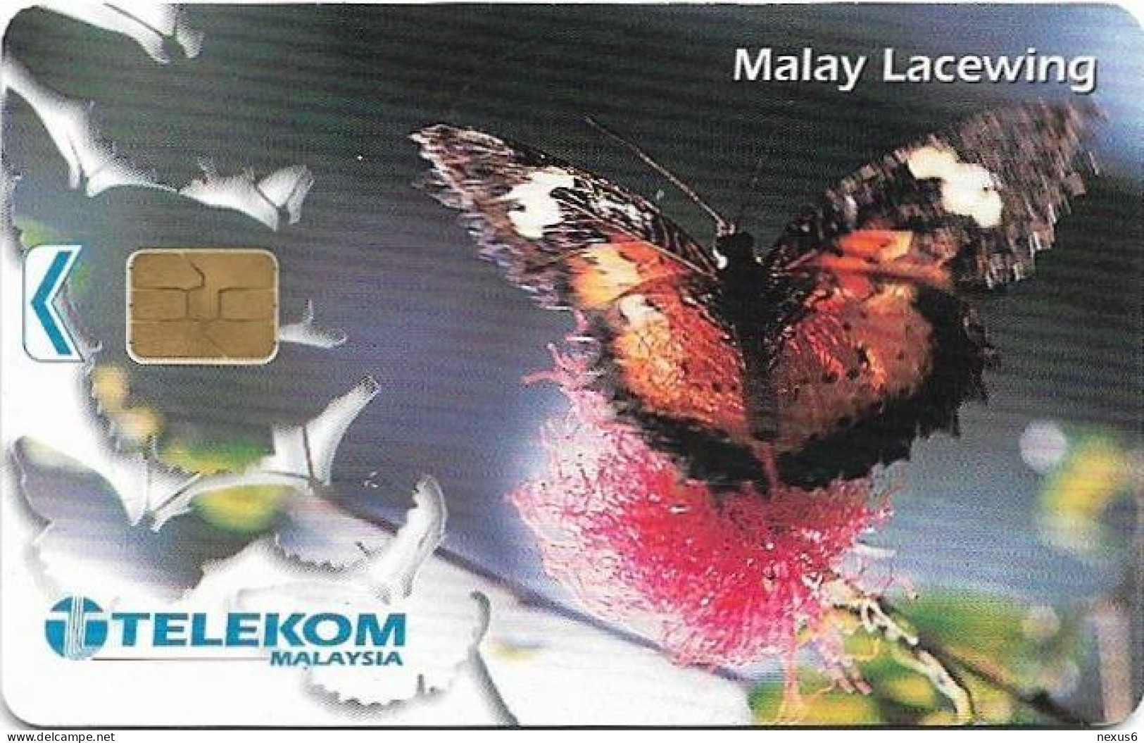 Malaysia - Telekom Malaysia (chip) - Butterflies - Malay Lacewing, Chip Siemens S5, 50RM, Used - Maleisië