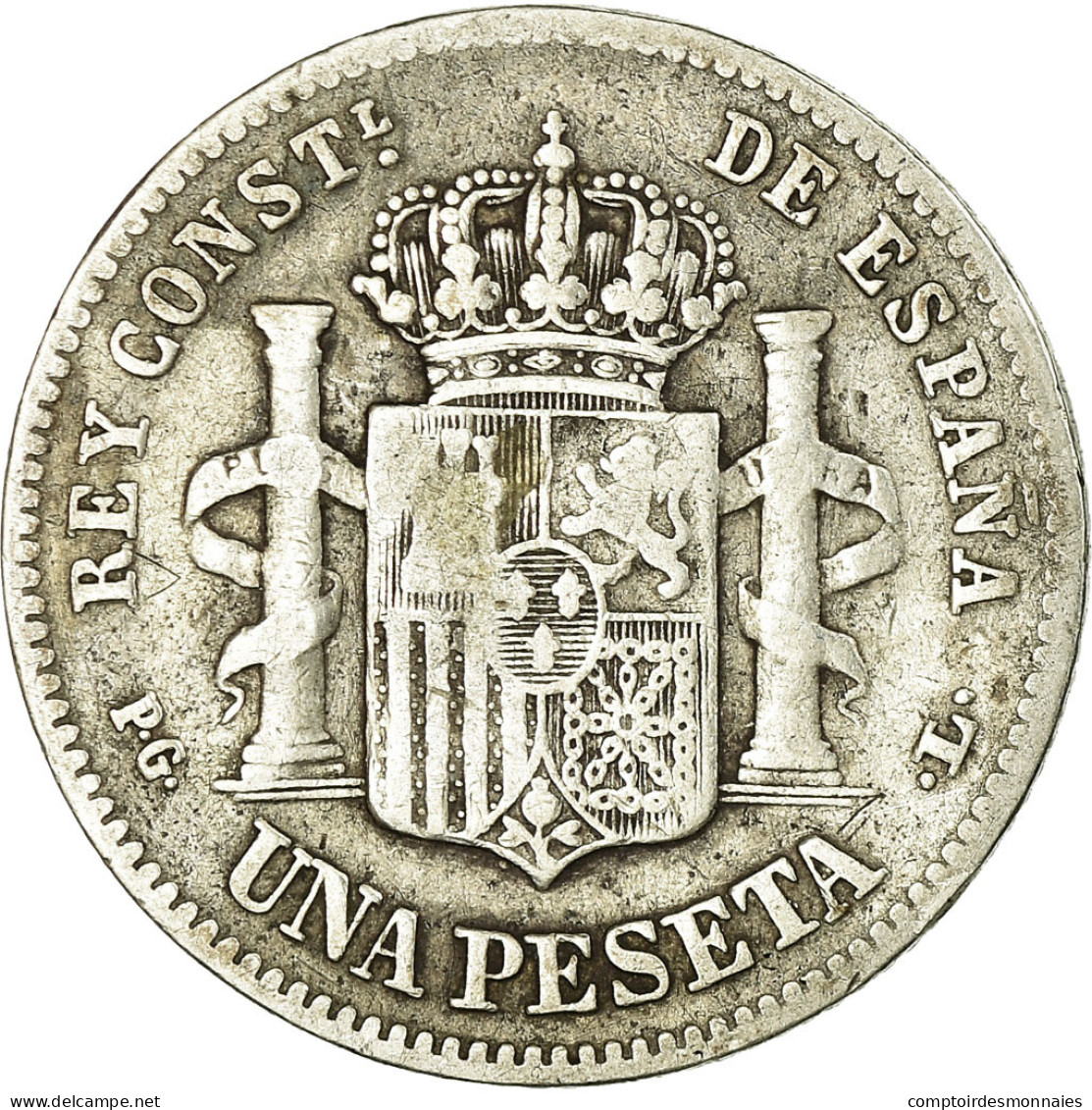 Monnaie, Espagne, Alfonso XIII, Peseta, 1893, Madrid, TB, Argent, KM:702 - Erstausgaben