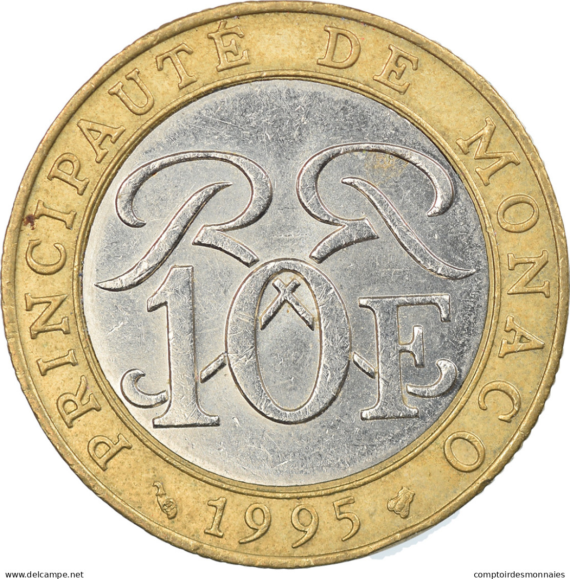 Monnaie, Monaco, Rainier III, 10 Francs, 1995, TTB, Bi-Metallic, Gadoury:160 - 1960-2001 New Francs
