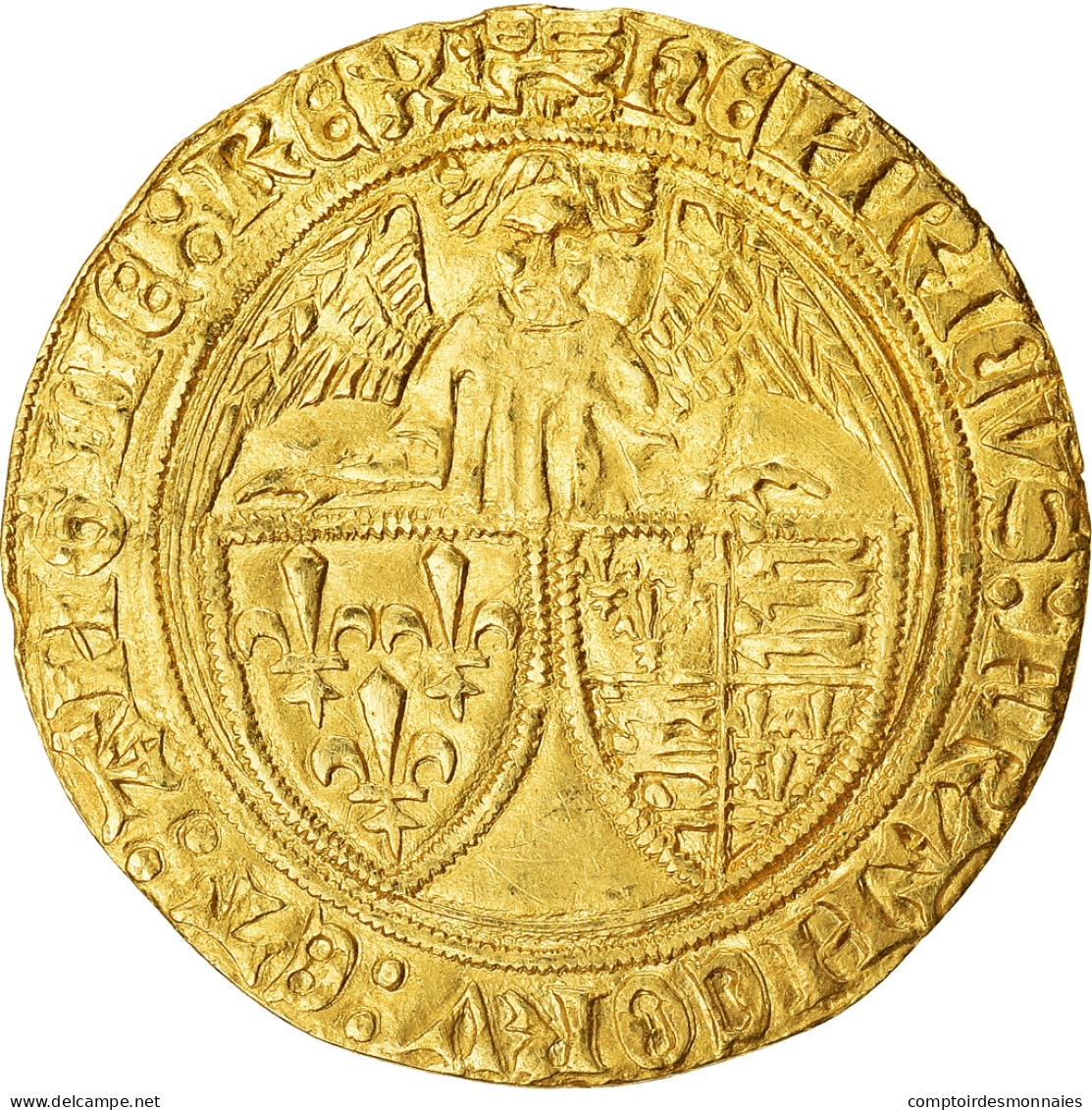 France, Henri VI, Angelot D'or, 1427, Rouen, "Collection Docteur F.", Or, SUP - 1422-1453 Henri VI De Lancastre