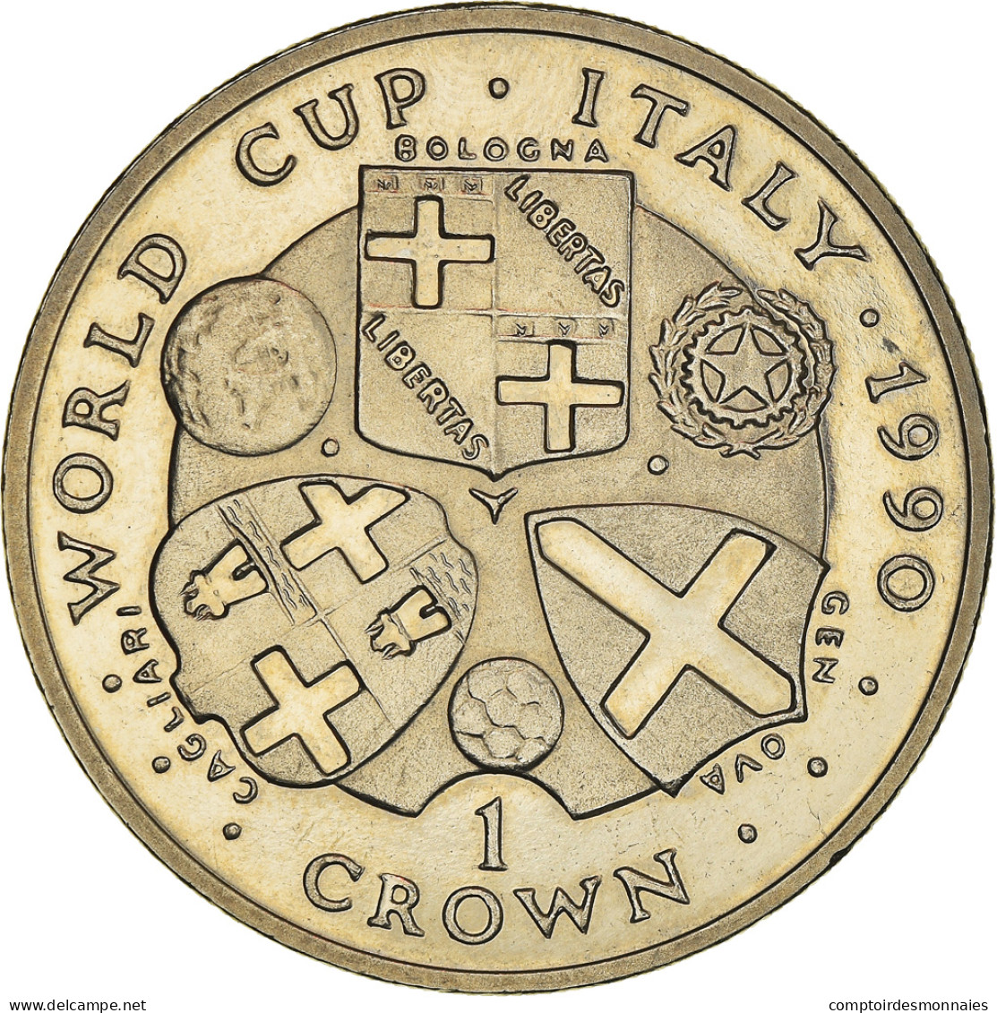 Monnaie, Isle Of Man, Elizabeth II, Crown, 1990, Pobjoy Mint, World Cup - - Île De  Man