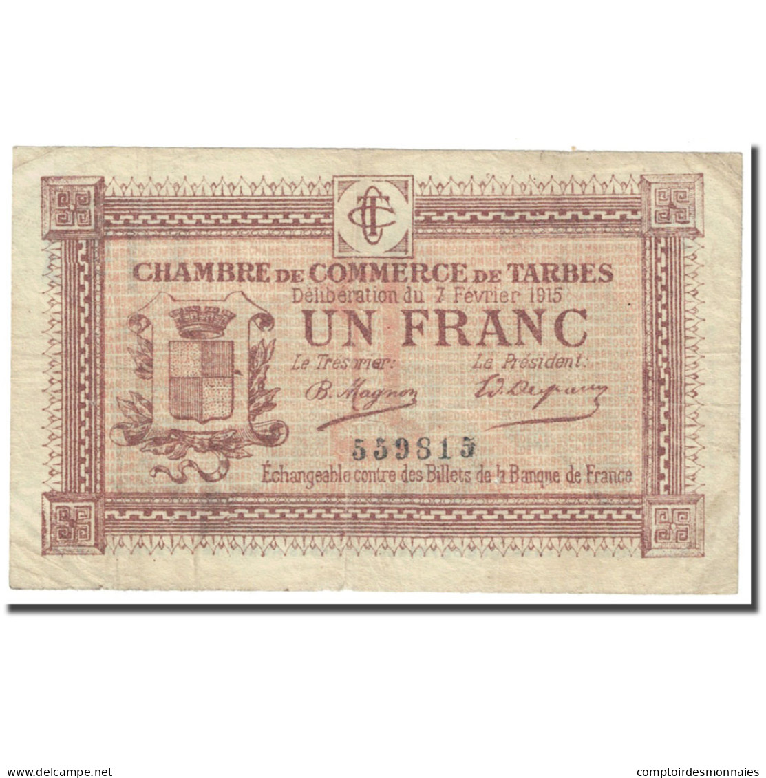 France, Tarbes, 1 Franc, 1915, Chambre De Commerce, TB, Pirot:120-5 - Chamber Of Commerce