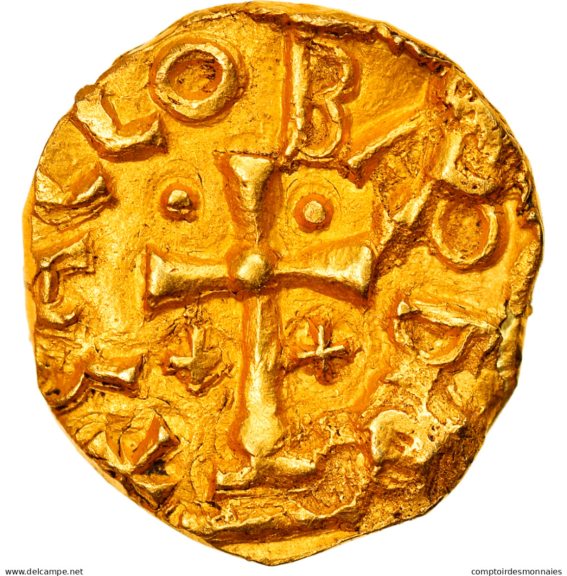 Monnaie, France, Triens, Monétaire Gallobaodus, Rouen, TTB, Or, Belfort:Cf.3812 - 470-751 Merovingian