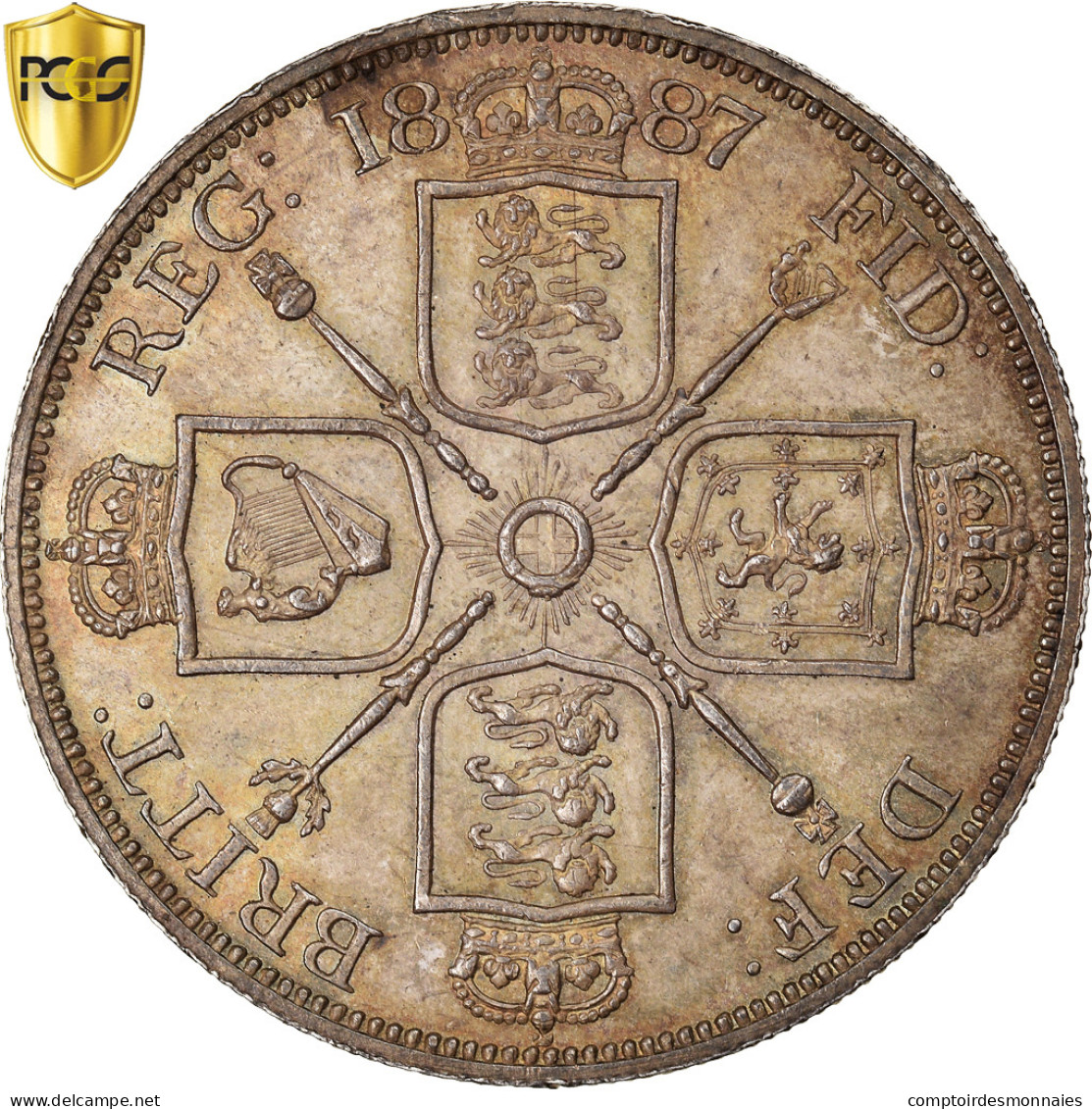 Monnaie, Grande-Bretagne, Victoria, Double Florin, 1887, PCGS, AU55, SUP - L. Double Florin