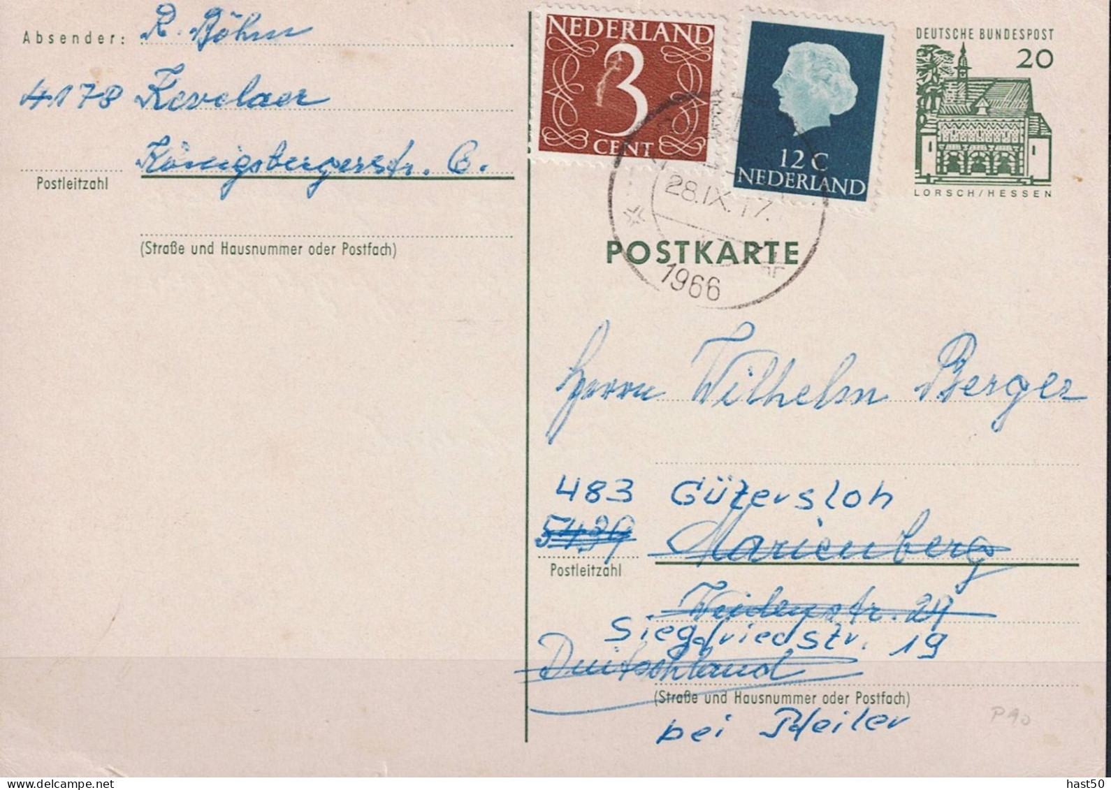 BRD FGR RFA  - Postkarte N (MiNr: P 87) 1966 LESEN - Postales - Usados