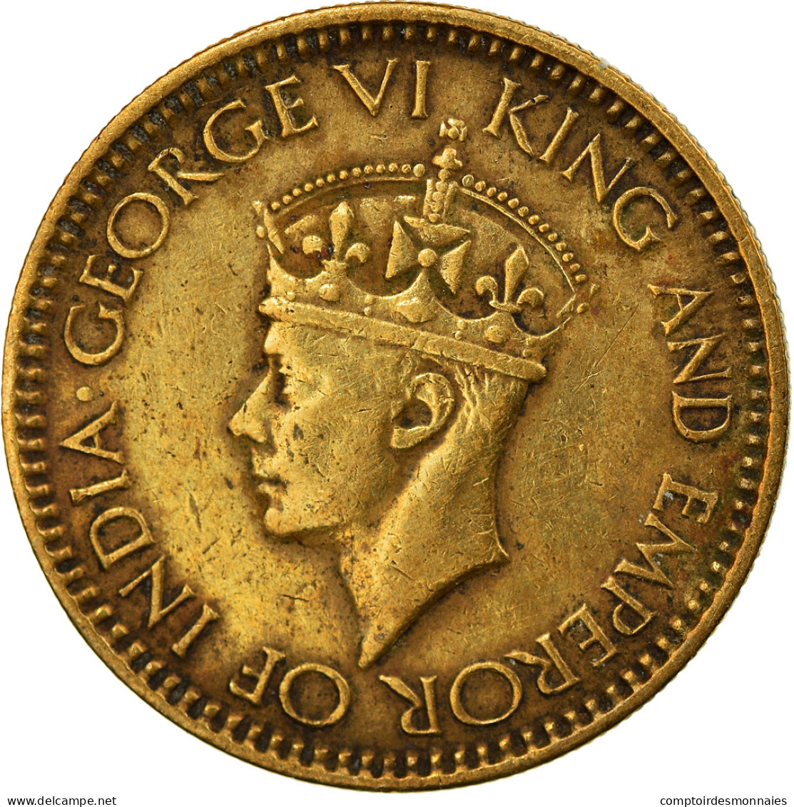 Monnaie, Ceylon, George VI, 25 Cents, 1943, TTB+, Nickel-brass, KM:115 - Sri Lanka