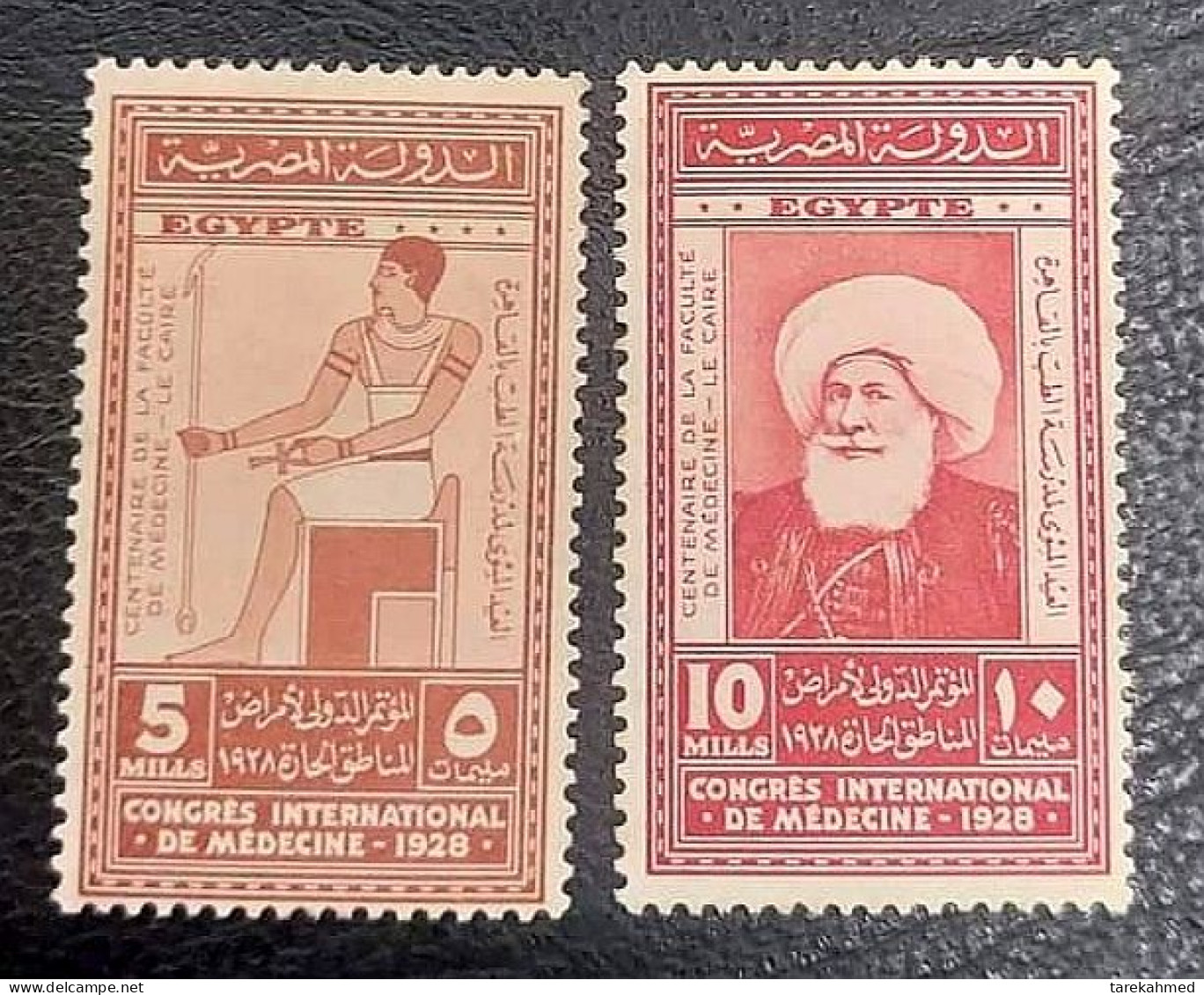 Kingdom Of Egypt 1928, Medical Congress, Mi 141-2, MLH - Neufs