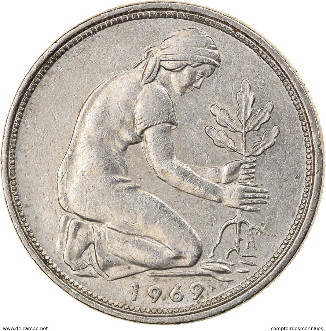 Monnaie, République Fédérale Allemande, 50 Pfennig, 1969, Hambourg, TTB - 10 Pfennig