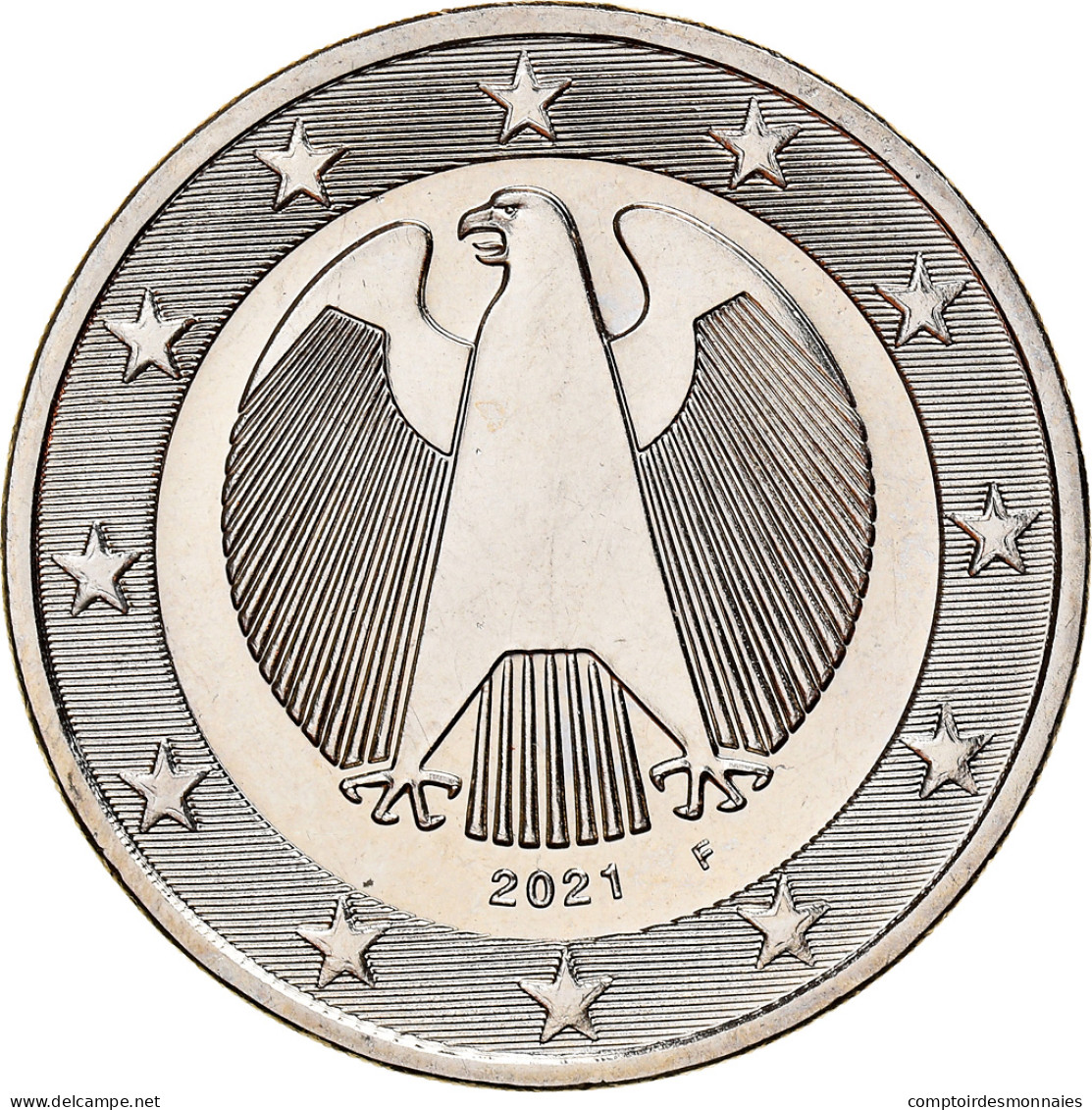 Allemagne, 2 Euro, 2021, Stuttgart, Error Monometallic, SPL+, Copper-nickel - Errors And Oddities