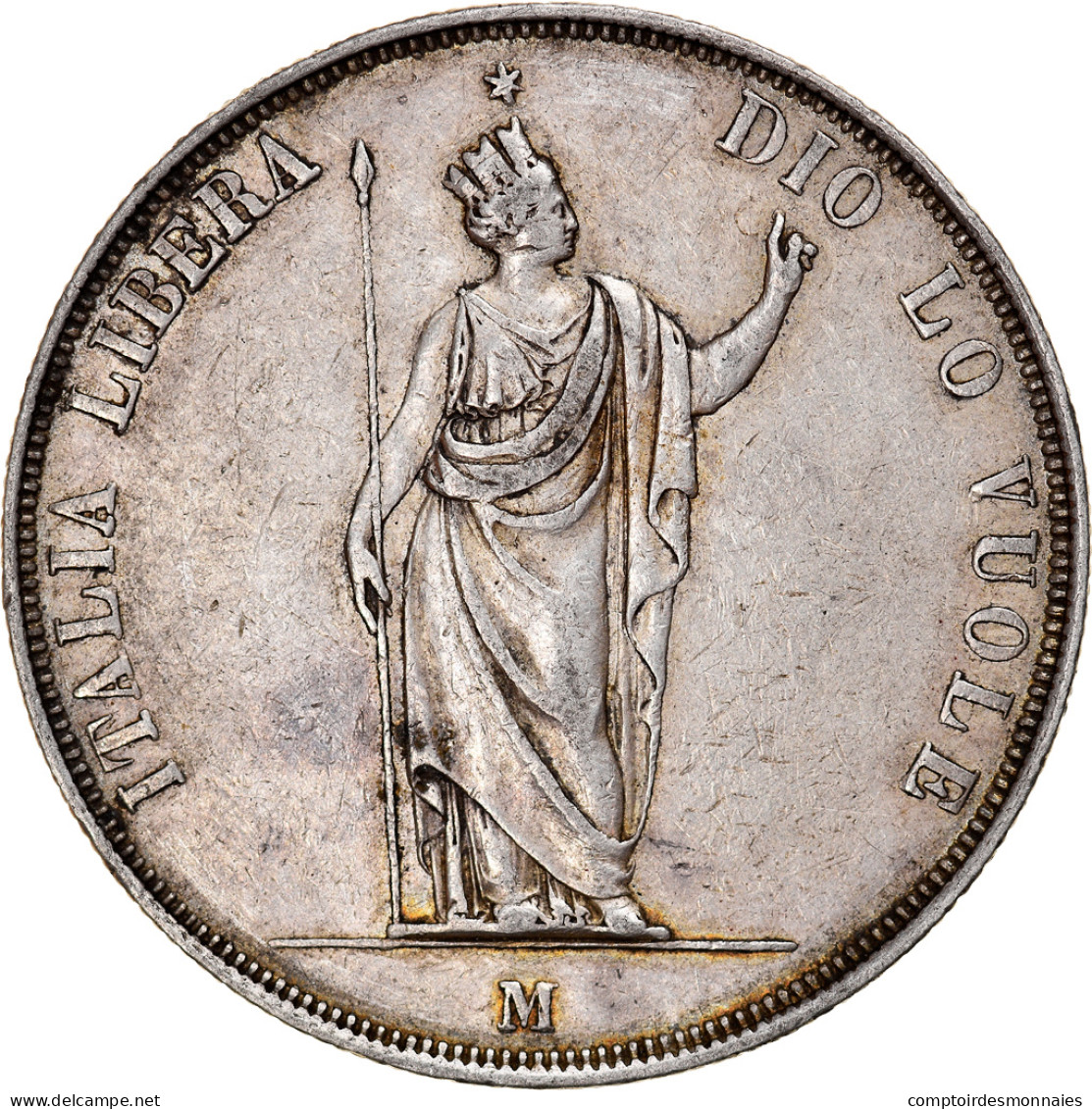 Monnaie, États Italiens, LOMBARDY-VENETIA, 5 Lire, 1848, Milan, TTB, Argent - Lombardie-Vénétie