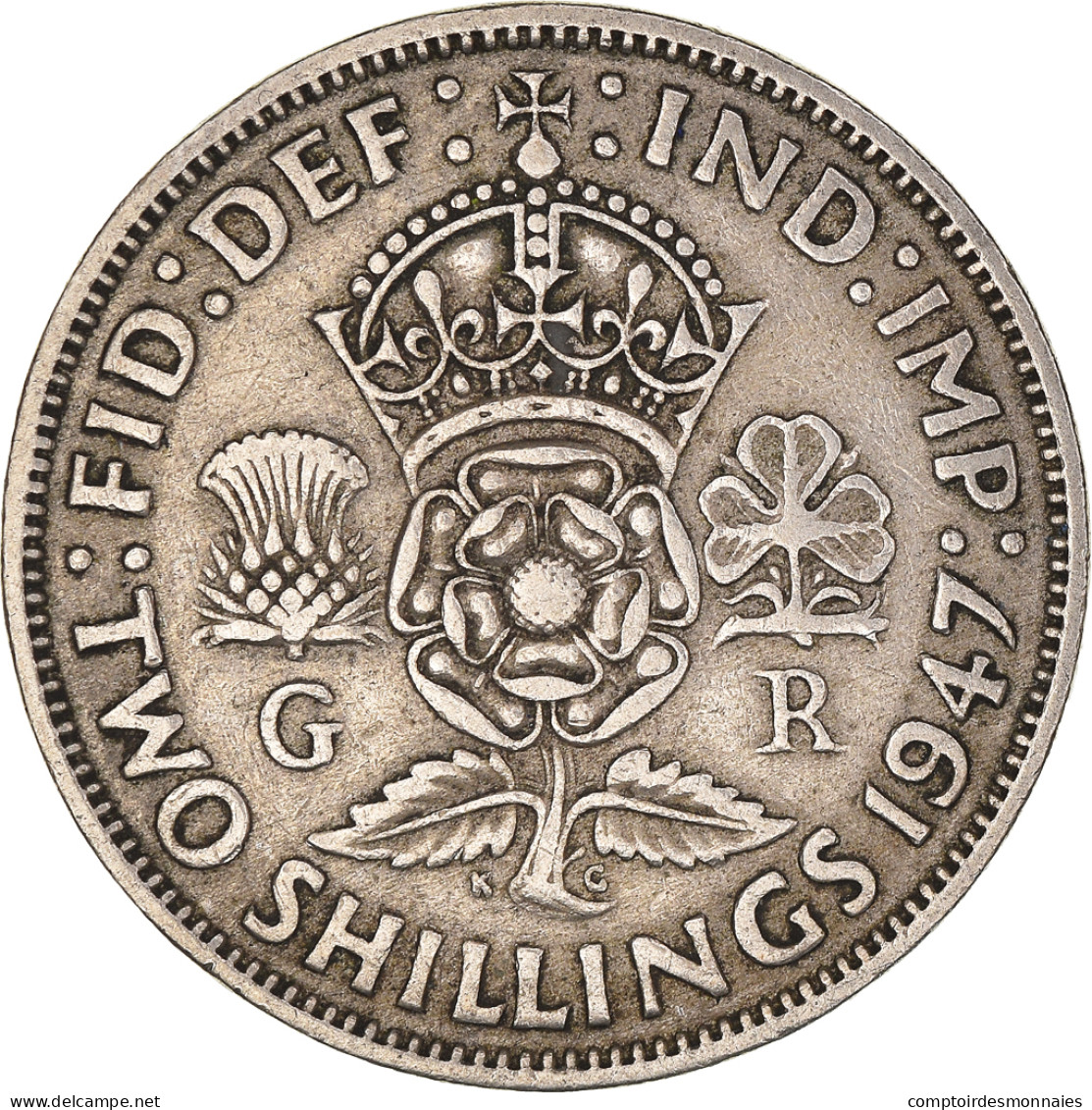 Monnaie, Grande-Bretagne, George VI, Florin, Two Shillings, 1947, TTB - J. 1 Florin / 2 Schillings