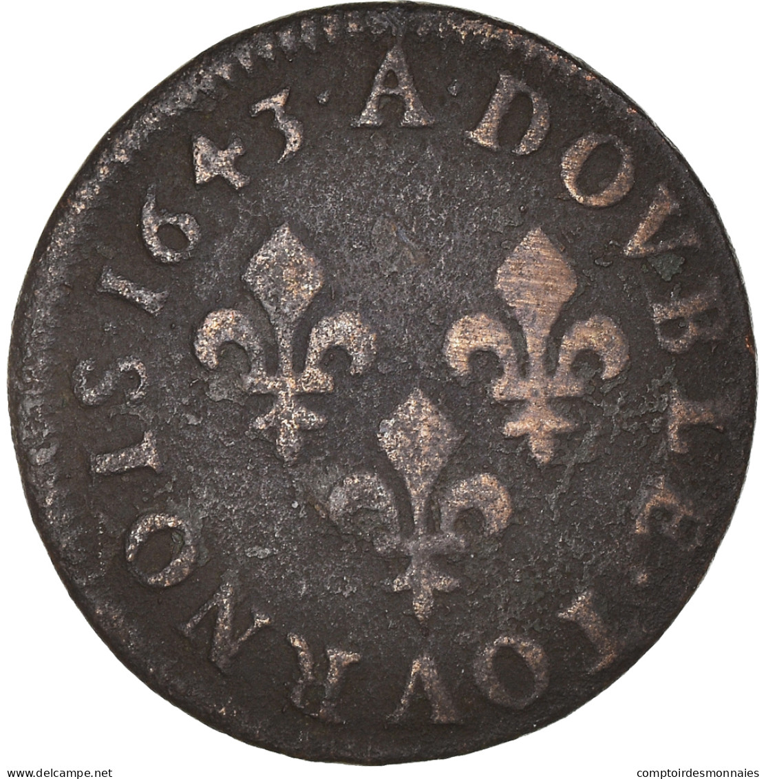 Monnaie, France, Louis XIII, Double Tournois De Warin, Tête à Gauche, Double - 1610-1643 Luigi XIII Il Giusto