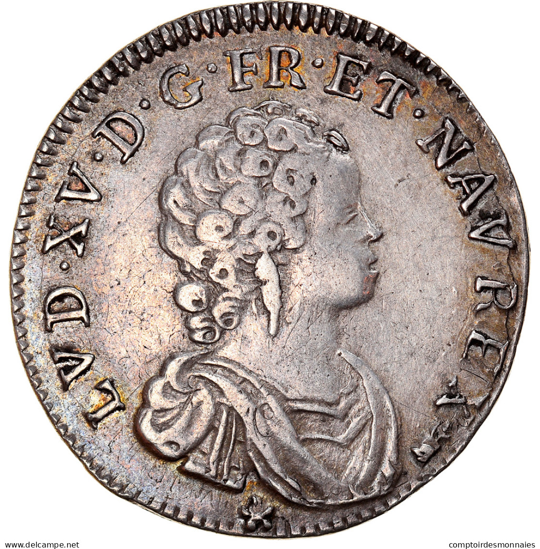 Monnaie, France, Louis XV, 1/4 Ecu Vertugadin, 1718/7/6, Besançon, TTB+ - 1715-1774 Louis XV Le Bien-Aimé