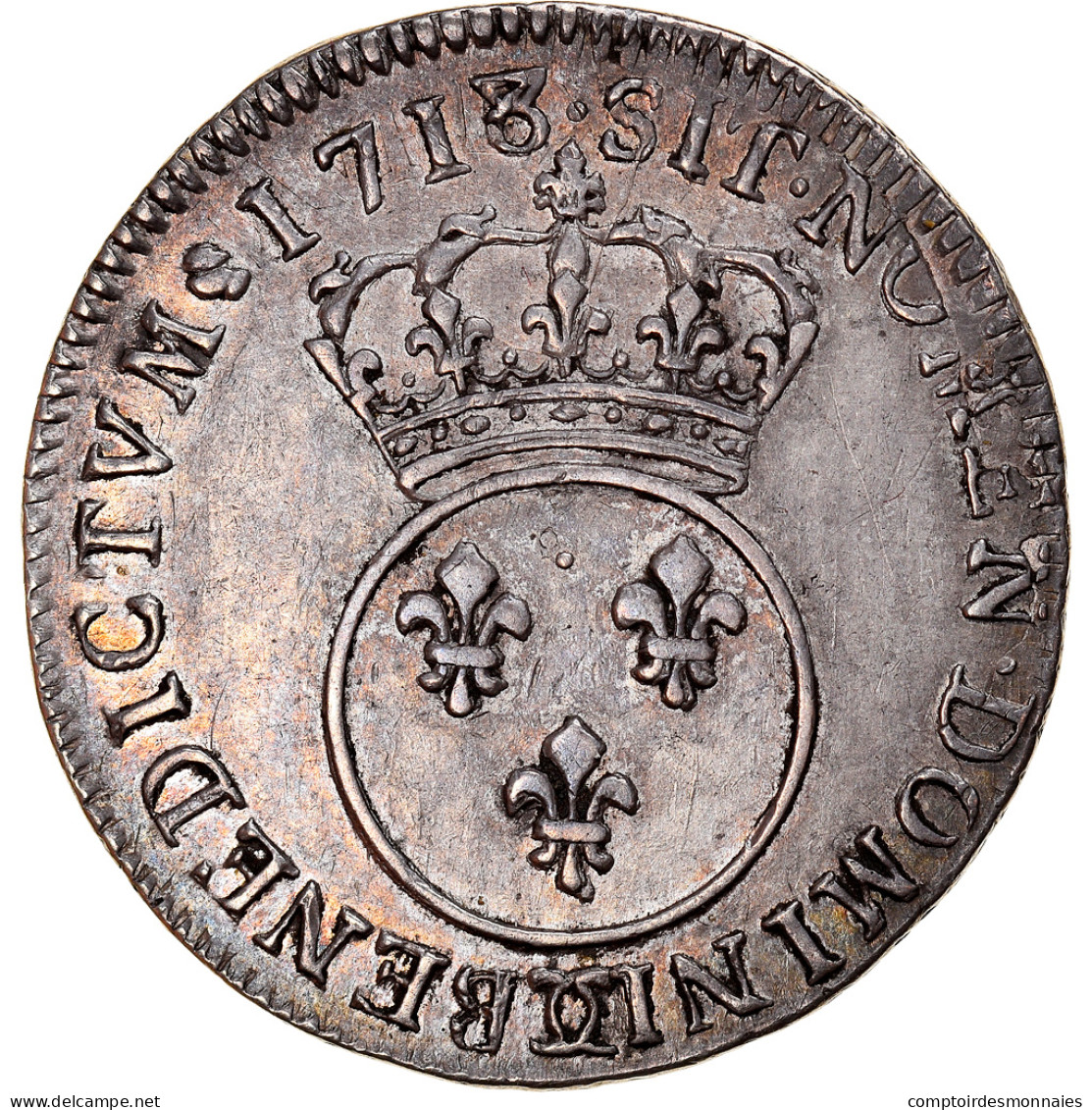 Monnaie, France, Louis XV, 1/4 Ecu Vertugadin, 1718/7/6, Besançon, TTB+ - 1715-1774 Louis  XV The Well-Beloved