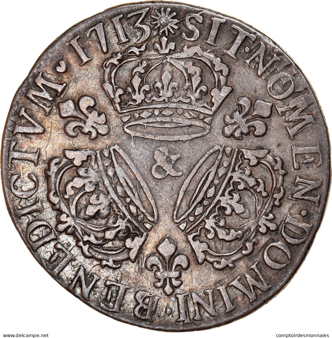 Monnaie, France, Louis XIV, 1/4 Écu Aux 3 Couronnes, 1/4 Ecu, 1713, Aix, TTB - 1643-1715 Lodewijk XIV De Zonnekoning