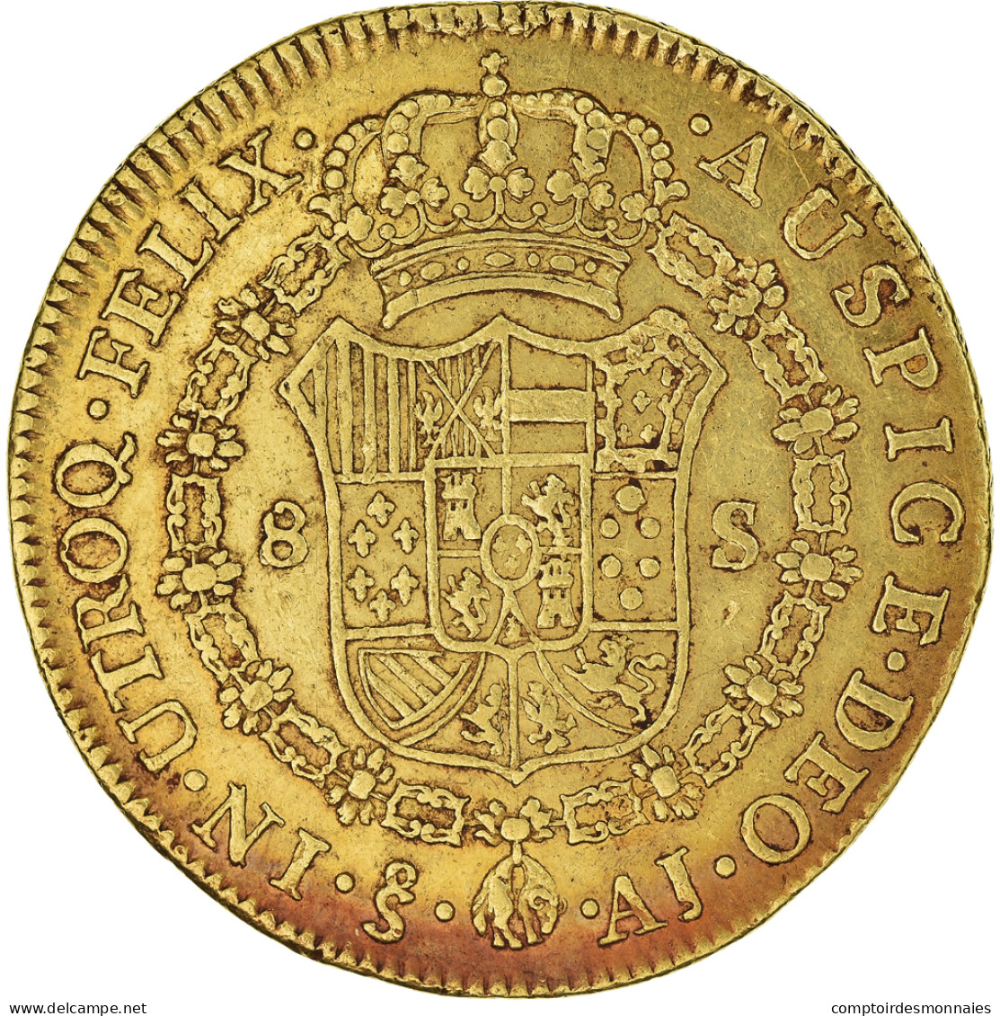 Chili, Carlos IV, 8 Escudos, 1801, Santiago, Or, TTB, KM:54 - Cile