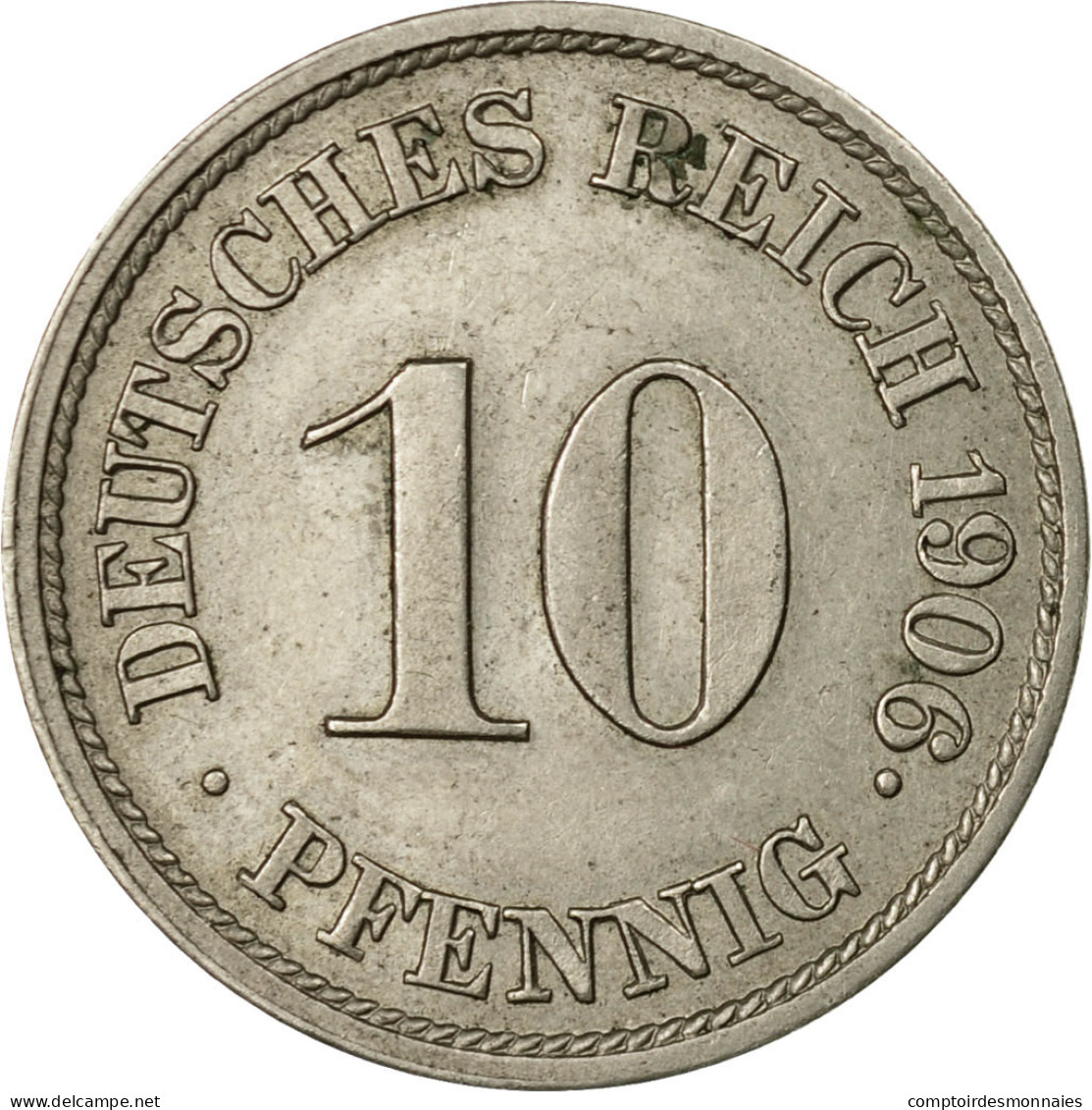 Monnaie, GERMANY - EMPIRE, Wilhelm II, 10 Pfennig, 1906, Hamburg, TTB - 10 Pfennig