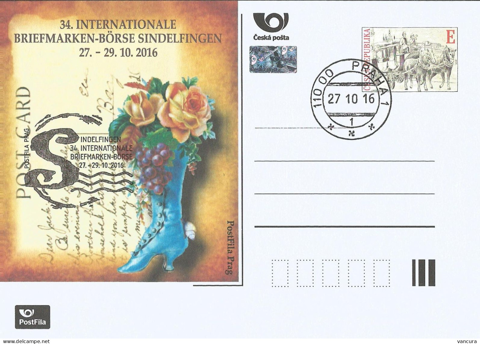 ** CDV A Czech Republic Sindelfingen Stamp Fair 2016 Rose Coach - Cartes Postales