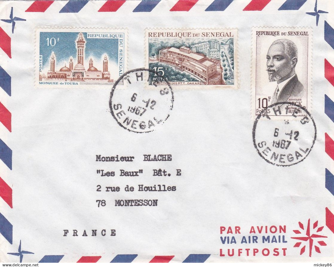 SENEGAL - 1967 --lettre De THIES Pour MONTESSON-78 (France) Timbres Divers... Cachet - Sénégal (1960-...)