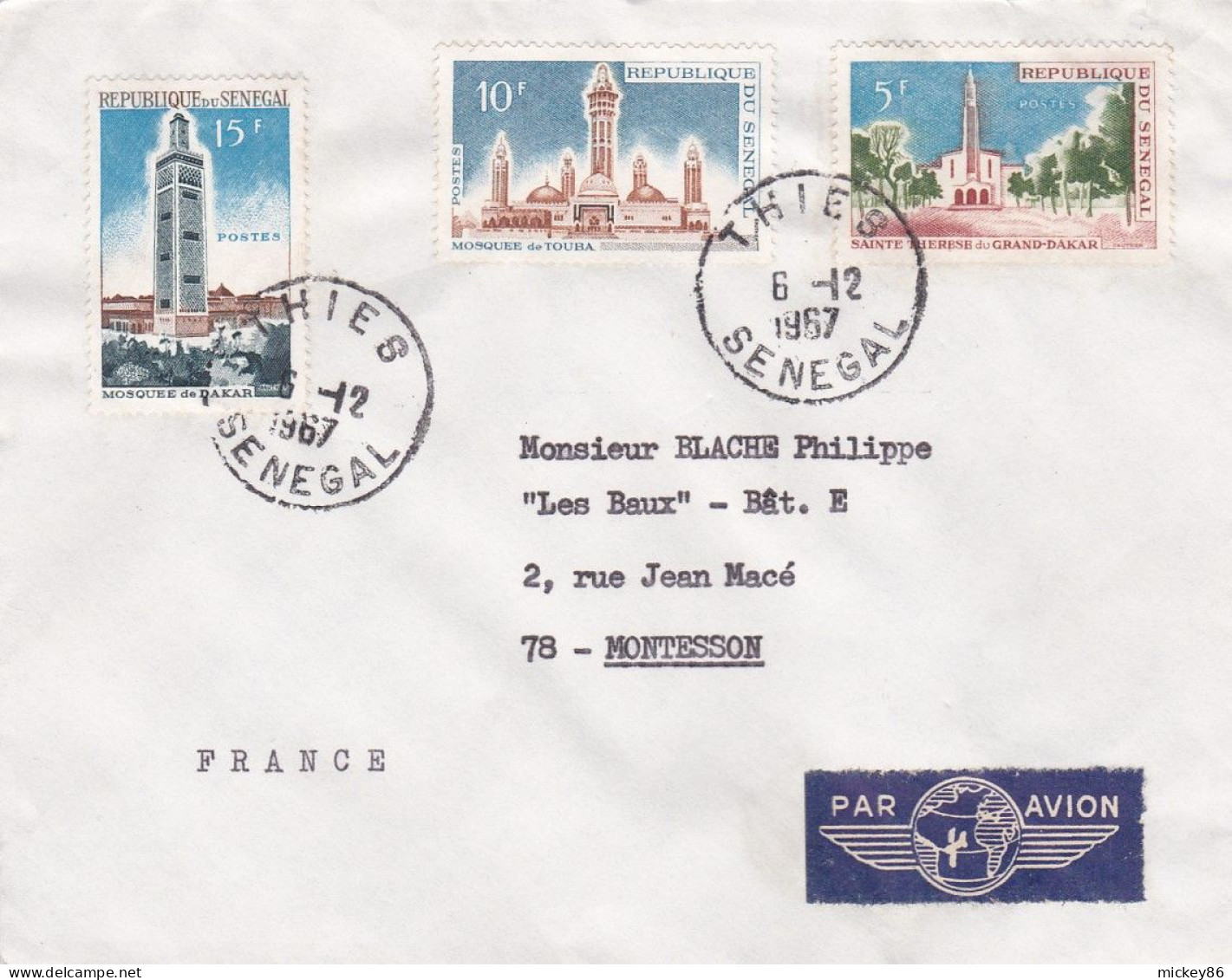 SENEGAL - 1967 --lettre De THIES Pour MONTESSON-78 (France) Timbres Divers... Cachet - Senegal (1960-...)