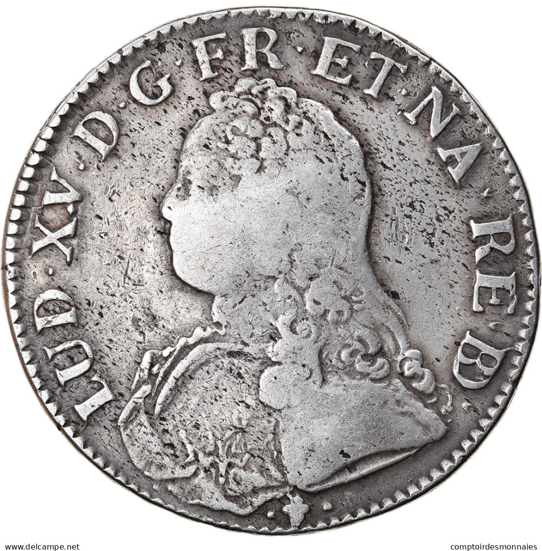Monnaie, France, Louis XV, Écu De Béarn Aux Branches D'olivier, Ecu, 1733 - 1715-1774 Luigi XV Il Beneamato