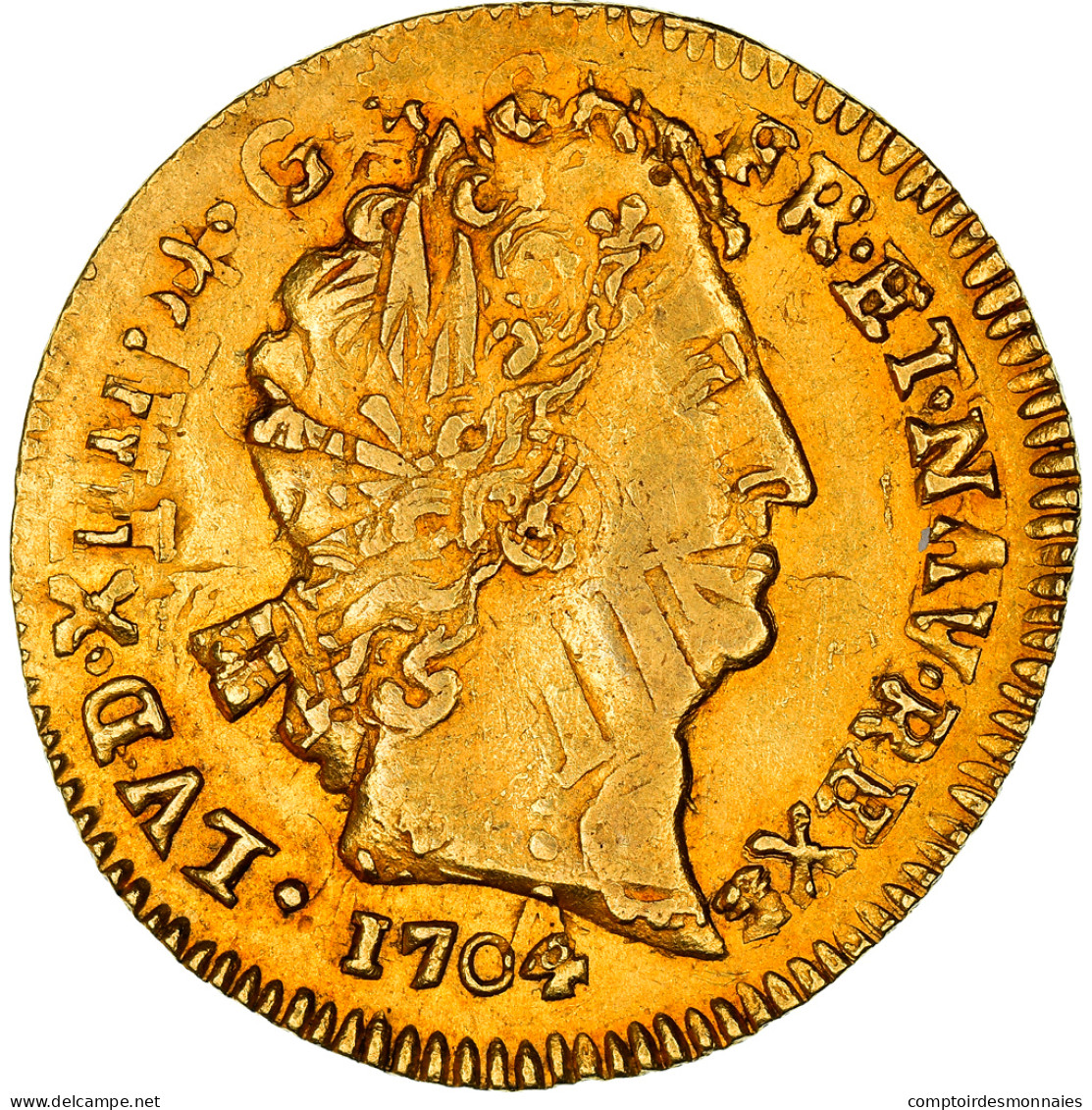 Monnaie, France, Louis XIV, Louis D'or Aux Insignes, Louis D'Or, 1704, Rouen - 1643-1715 Luigi XIV El Re Sole
