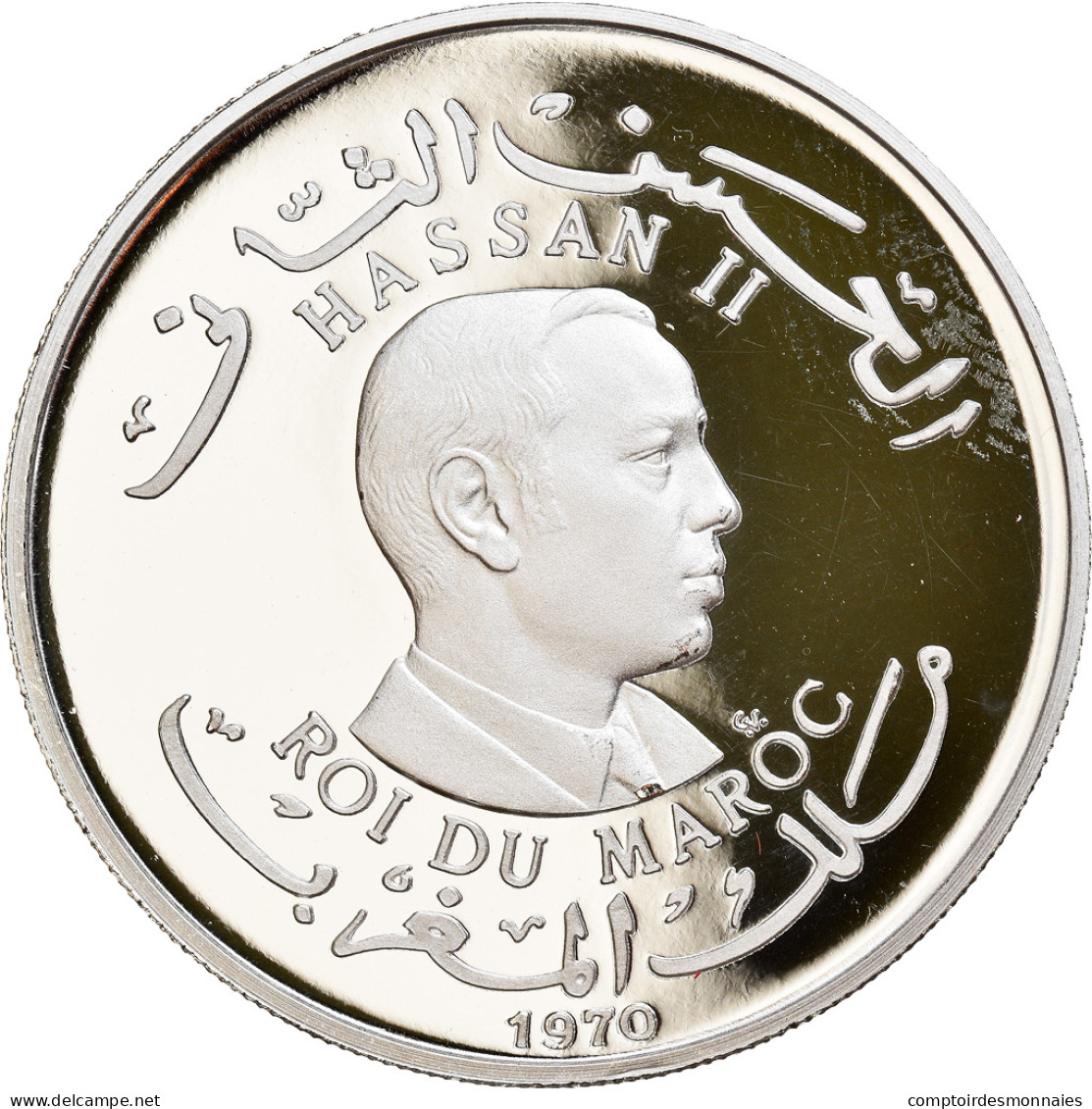 Monnaie, Maroc, Hassan II, 100 Dirhams, 1970, Proof, FDC, Argent, KM:Manque - Maroc