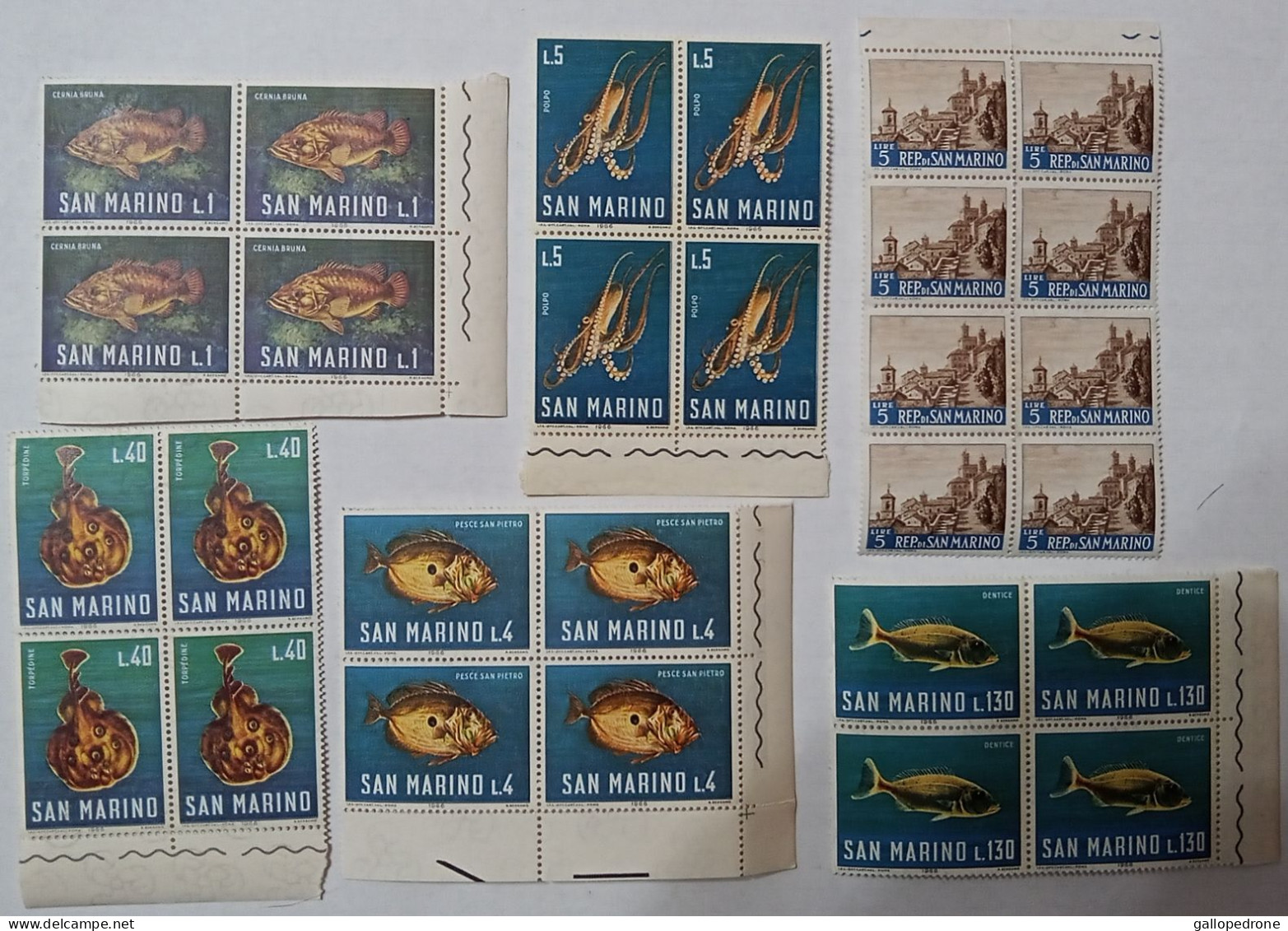 1966 San Marino, 5 Quartine + Blocco Da 8 Valori - Nuovi MNH ** - Neufs