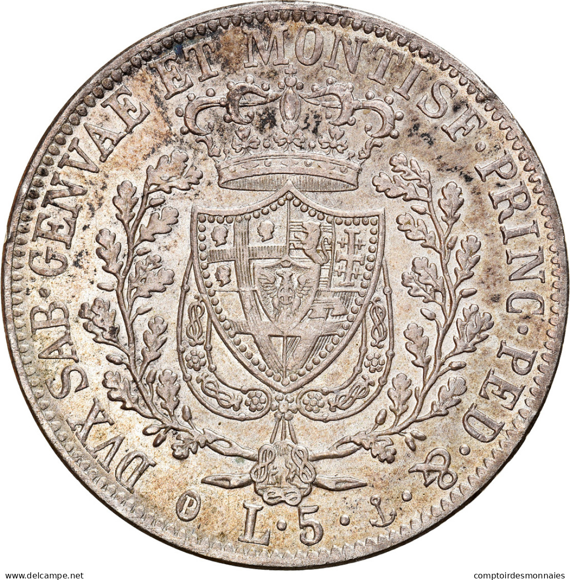 Monnaie, États Italiens, SARDINIA, Carlo Felice, 5 Lire, 1827, Genoa, SUP+ - Piémont-Sardaigne-Savoie Italienne
