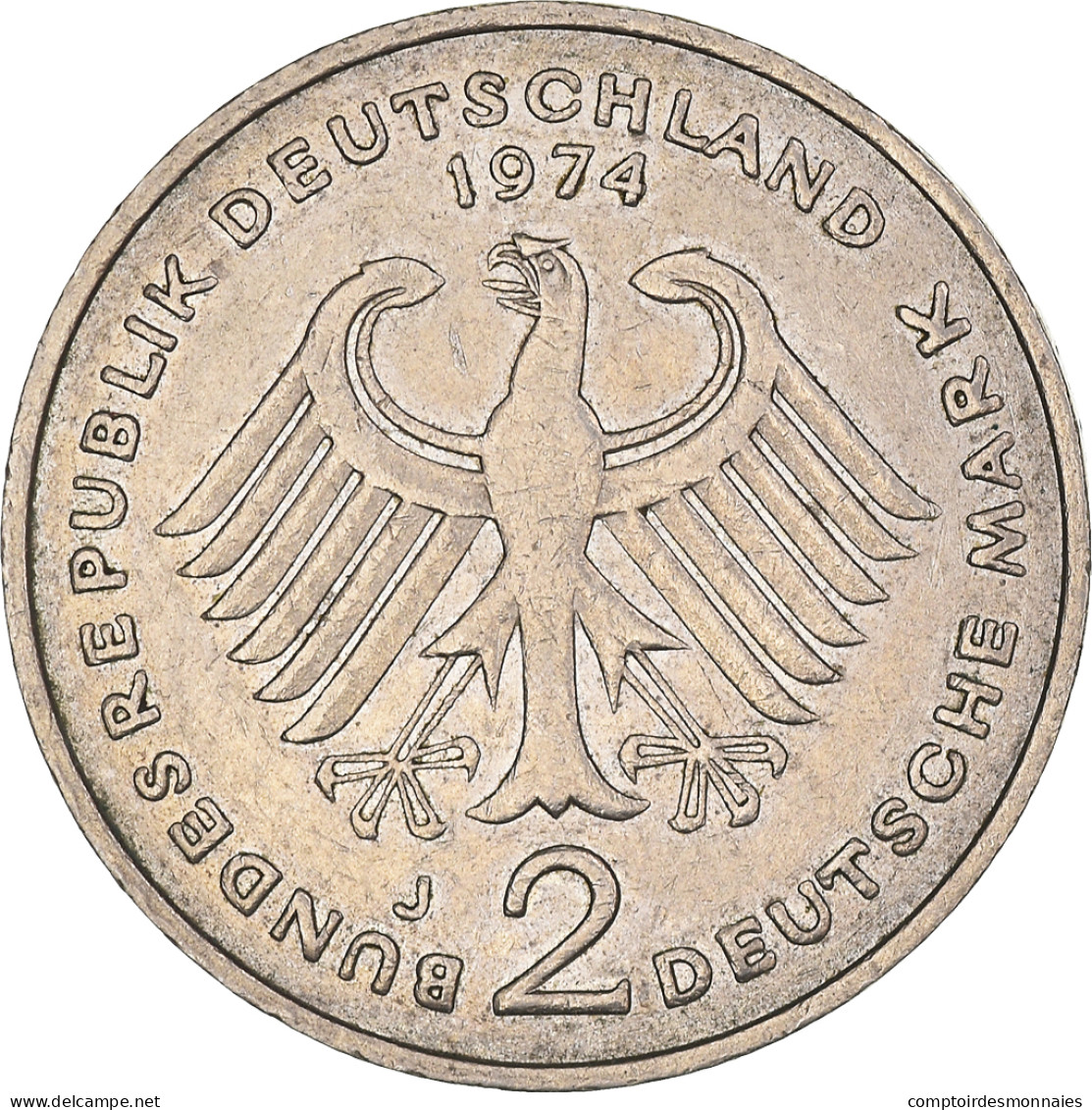 Monnaie, République Fédérale Allemande, 2 Mark, 1974, Hamburg, TTB+ - 2 Marcos