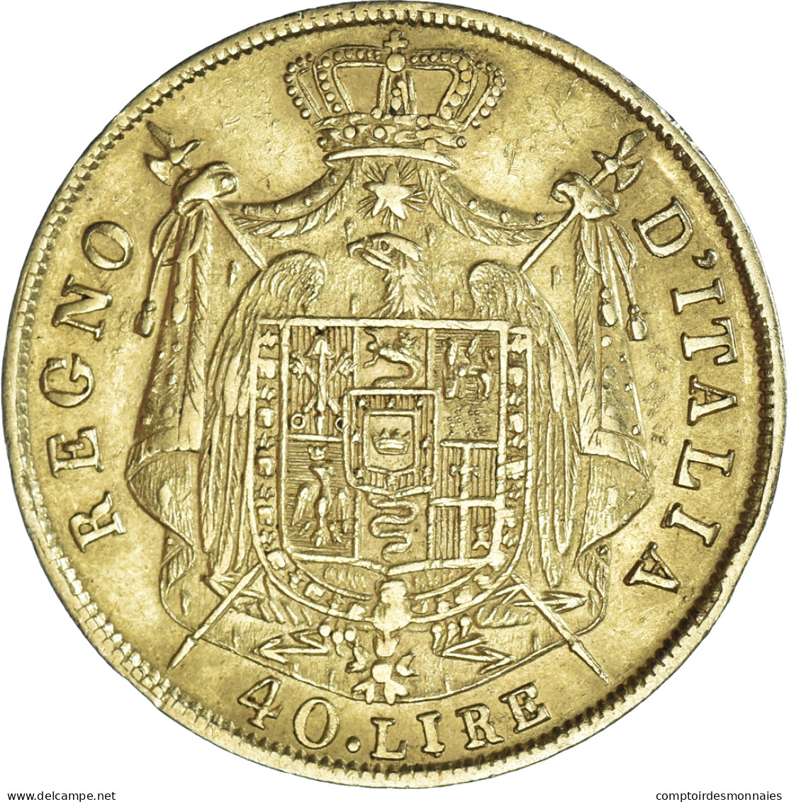 Monnaie, États Italiens, KINGDOM OF NAPOLEON, Napoleon I, 40 Lire, 1811, Milan - Napoleónicas