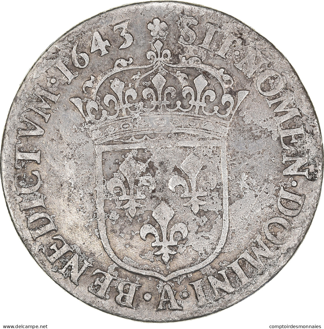 Monnaie, France, Louis XIII, 1/4 Écu 2e Poinçon De Warin, 1643, Paris, Gad. 48 - 1610-1643 Lodewijk XIII Van Frankrijk De Rechtvaardige