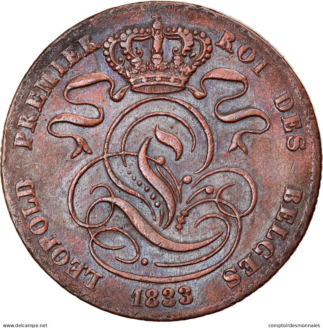 Monnaie, Belgique, Leopold I, 5 Centimes, 1833, TTB, Cuivre, KM:5.2 - 5 Cents