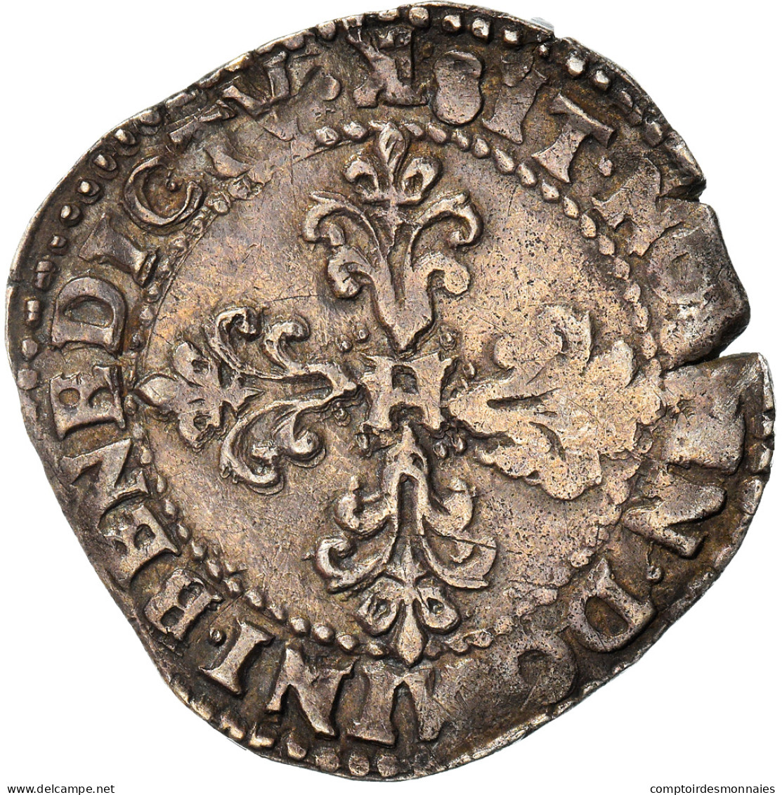 Monnaie, France, Henri III, Demi Franc Au Col Plat, 1/2 Franc, 1589, Bordeaux - 1574-1589 Enrique III