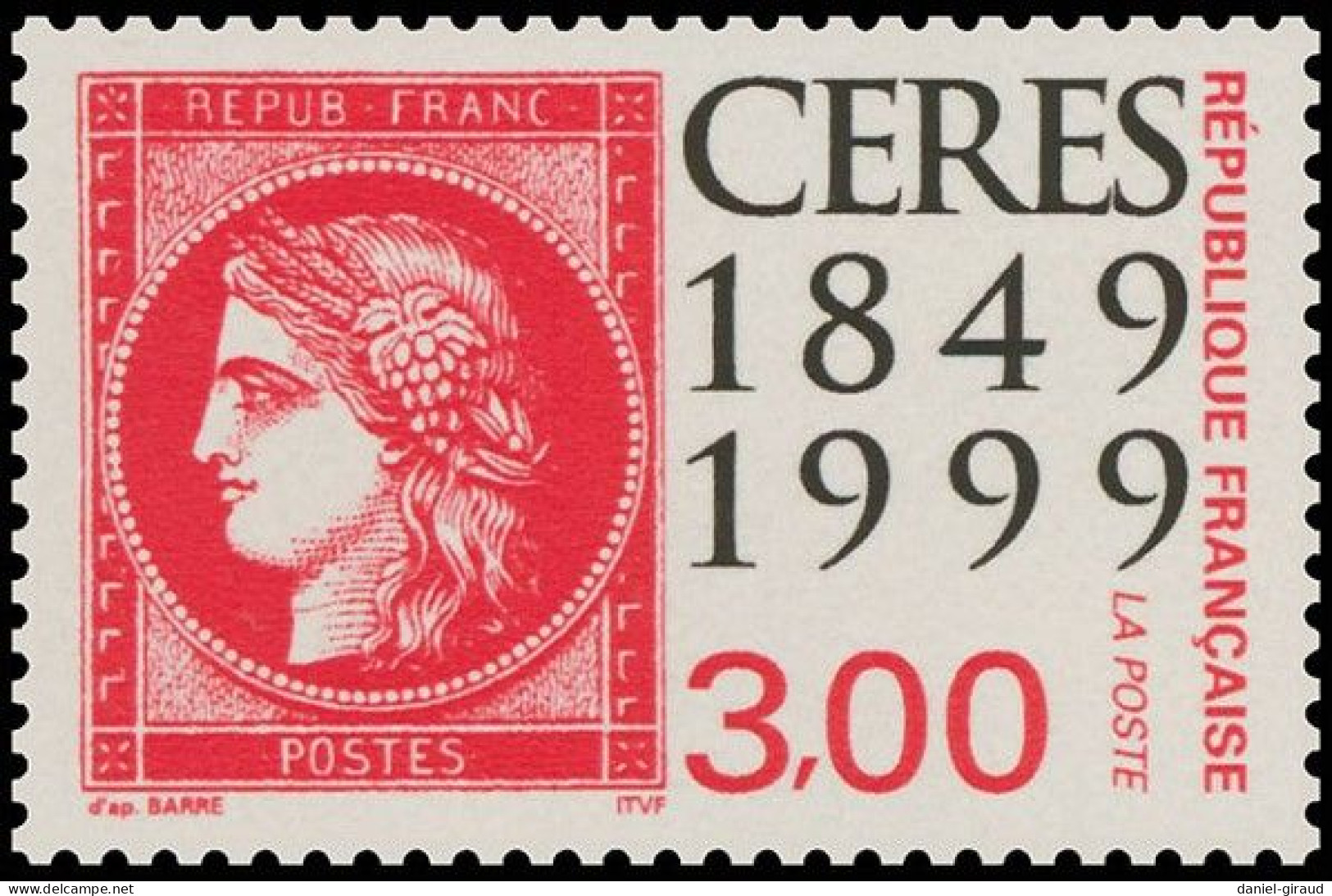 France 1999 N°YT 3212 MNH ** Cérès 1849-1999 Provenant De Carnet - Ungebraucht
