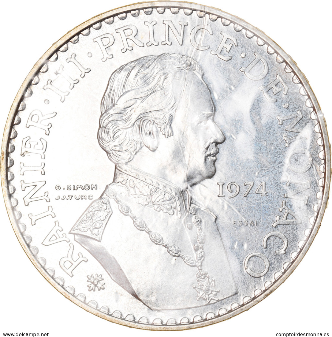 Monnaie, Monaco, 50 Francs, 1974, ESSAI, SPL, Argent, Gadoury:MC162, KM:E66 - 1960-2001 Nouveaux Francs