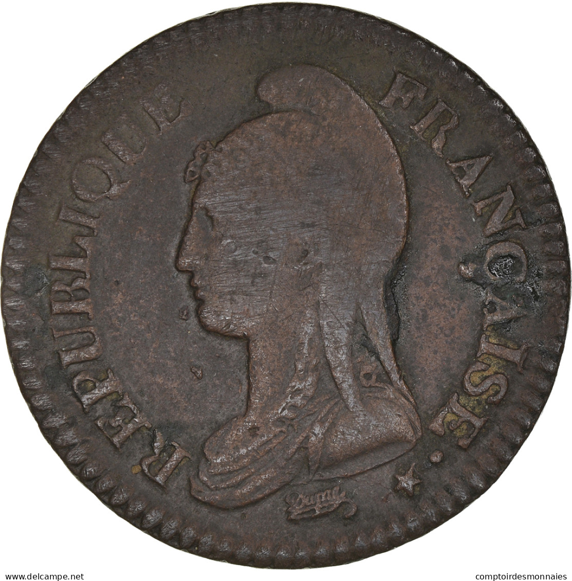 Monnaie, France, Dupré, Decime, AN 7, Lyon, TB+, Bronze, Gadoury:187, KM:644.5 - Sonstige & Ohne Zuordnung
